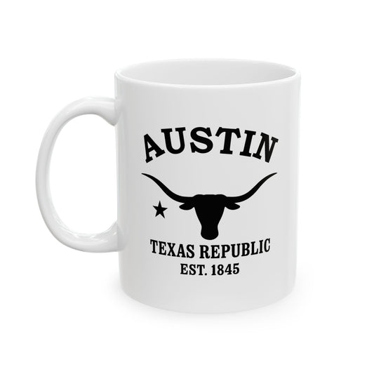 Austin Texas Vintage Retro Ceramic Mug - Black Logo
