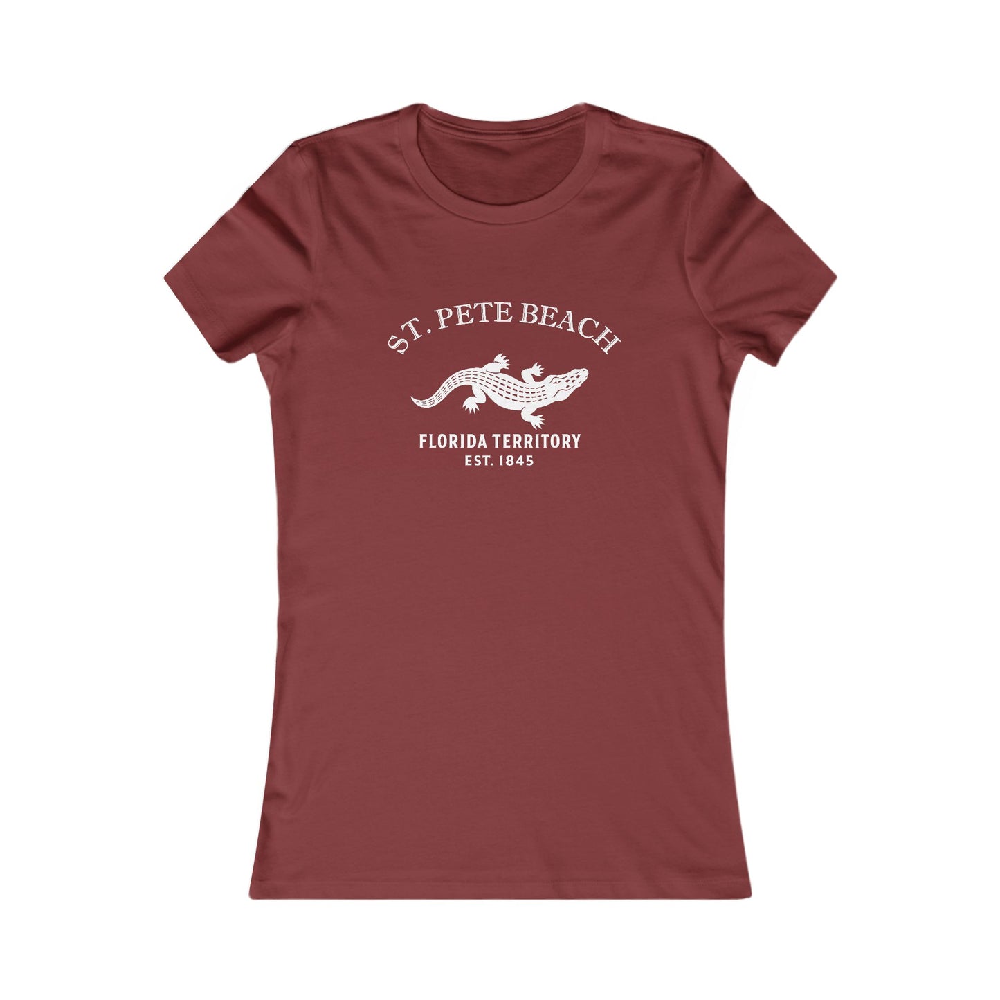 St Pete Beach Florida Vintage Retro Womens Fitted Ringspun Cotton Tee - White Logo
