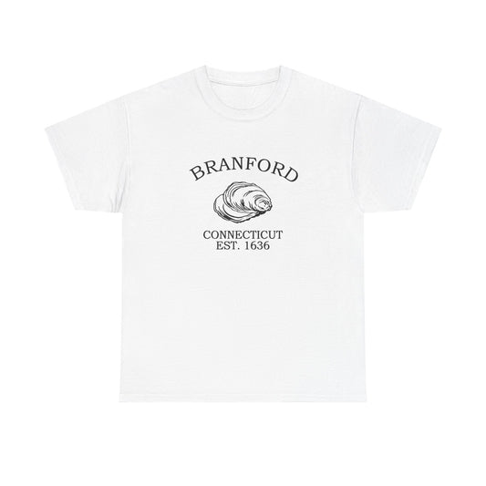 Branford Connecticut Vintage Retro Unisex Heavy Cotton Tee - Black Logo