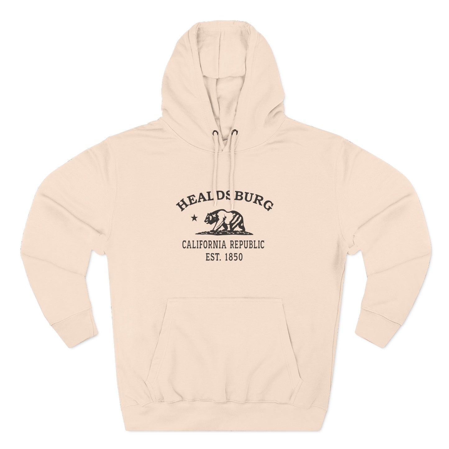 Healdsburg California Vintage Retro Unisex Heavy Cotton Hoodie - Black Logo