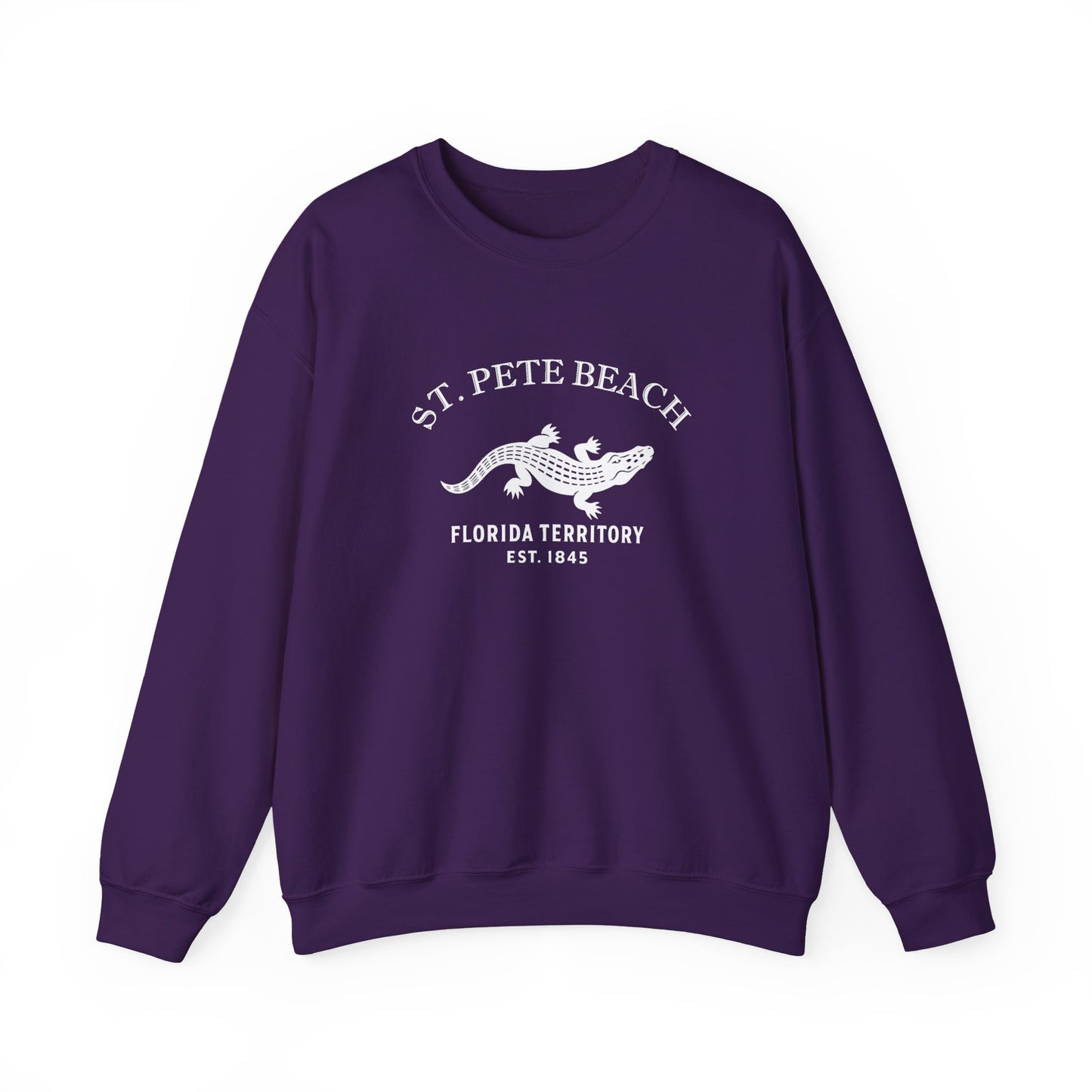 St Pete Beach Florida Vintage Retro Unisex Heavy Crewneck Sweatshirt - White Logo