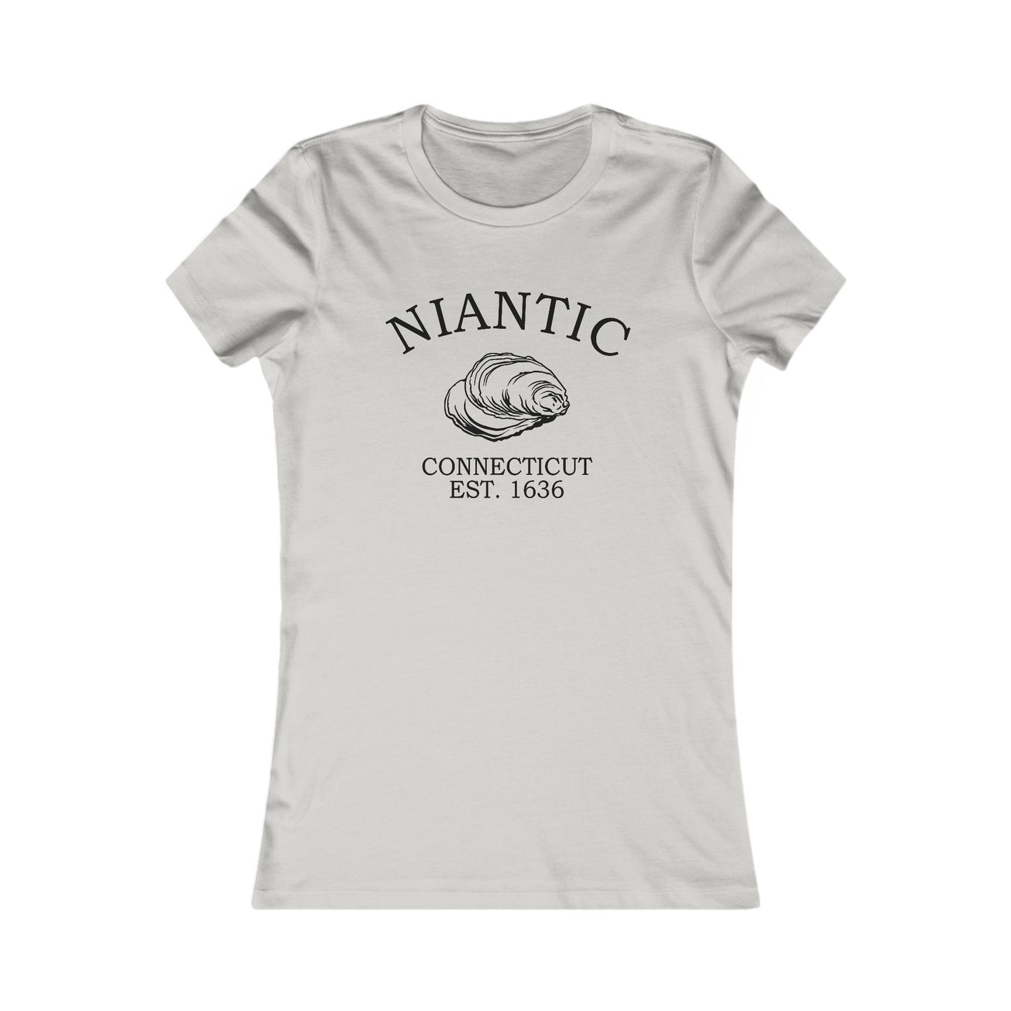 Niantic Connecticut Vintage Retro Womens Fitted Ringspun Cotton Tee - Black Logo