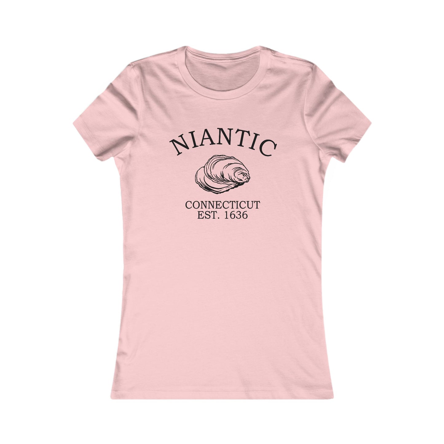 Niantic Connecticut Vintage Retro Womens Fitted Ringspun Cotton Tee - Black Logo