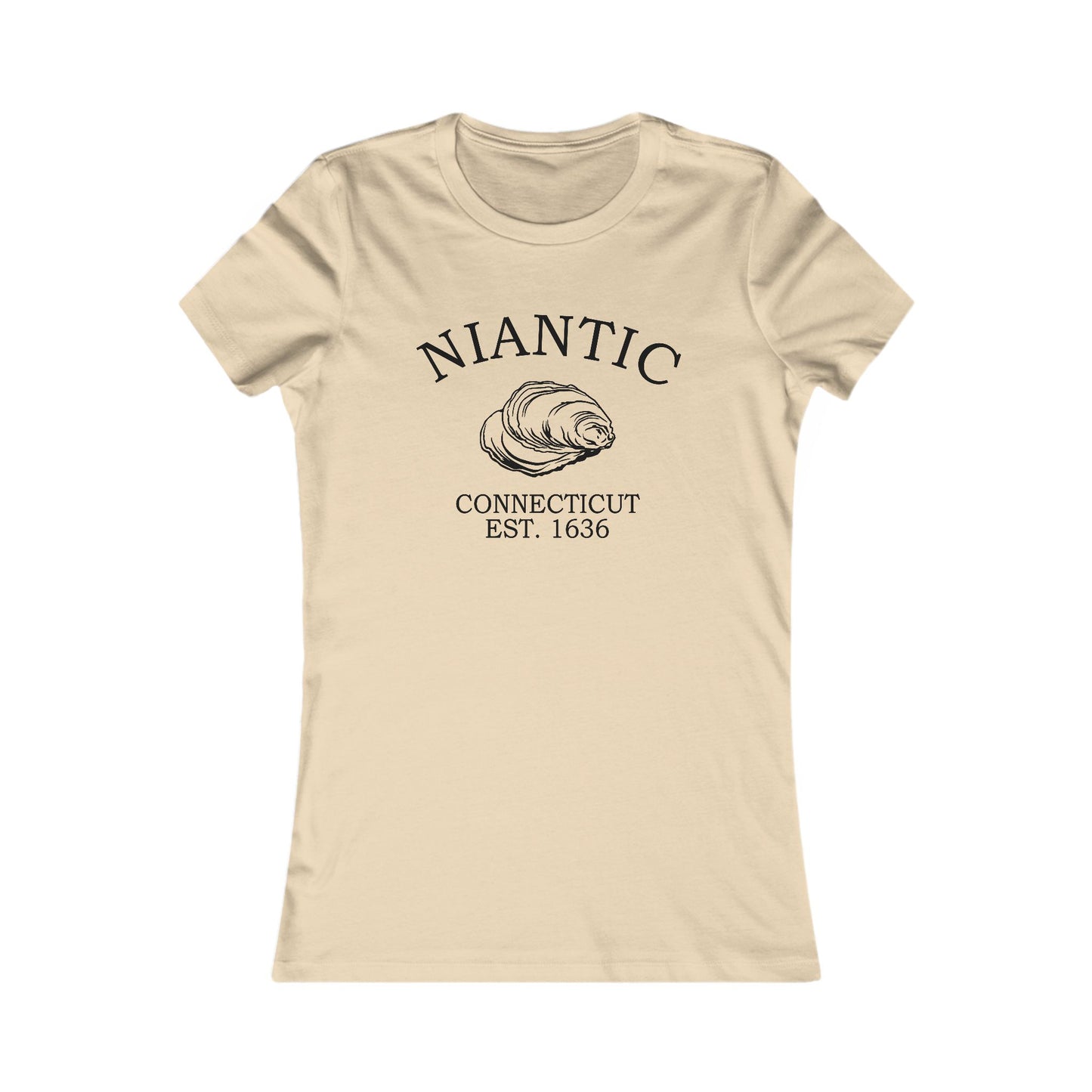 Niantic Connecticut Vintage Retro Womens Fitted Ringspun Cotton Tee - Black Logo