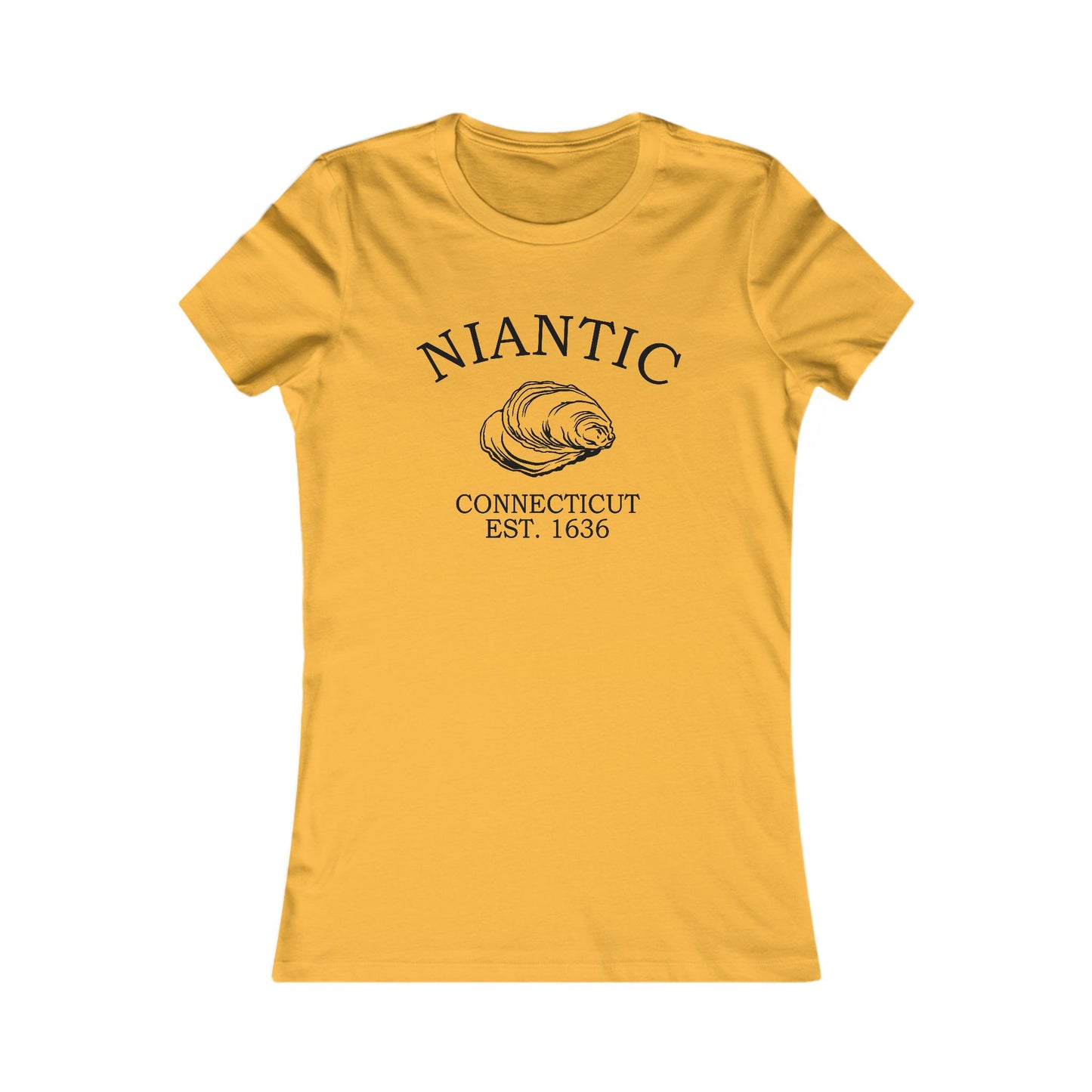 Niantic Connecticut Vintage Retro Womens Fitted Ringspun Cotton Tee - Black Logo