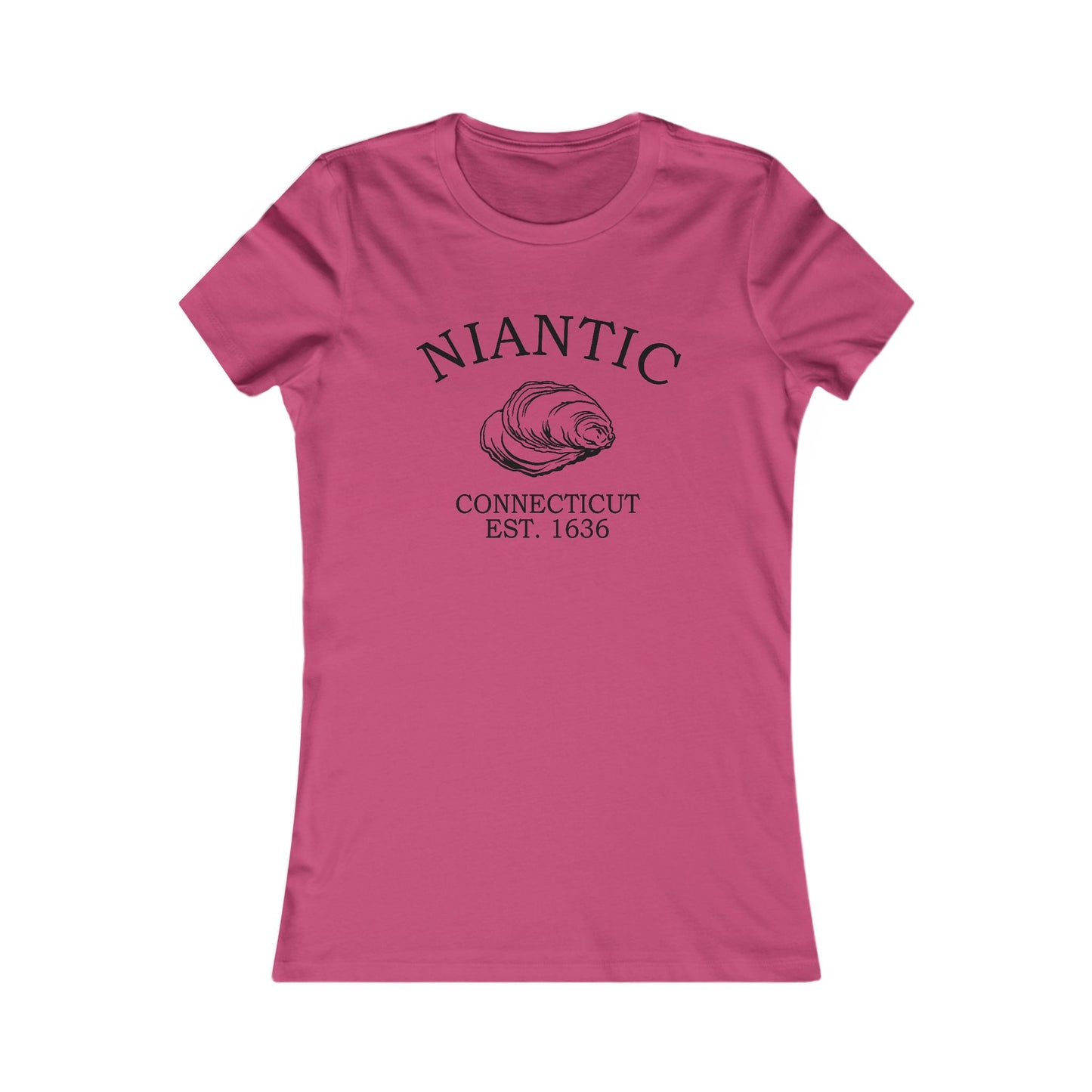 Niantic Connecticut Vintage Retro Womens Fitted Ringspun Cotton Tee - Black Logo