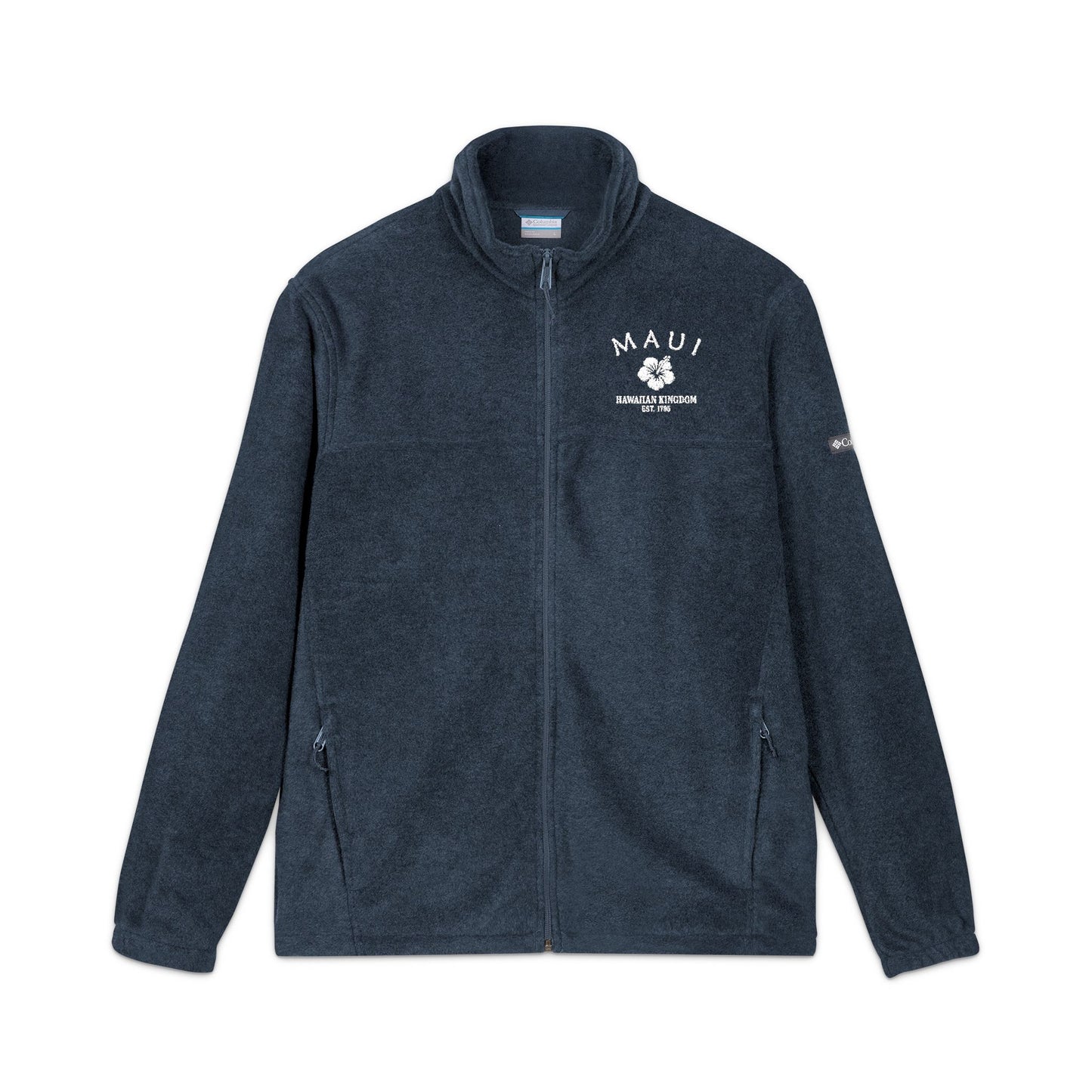 Maui Hawaii Vintage Retro Unisex Embroidered Fleece Jacket - White Logo
