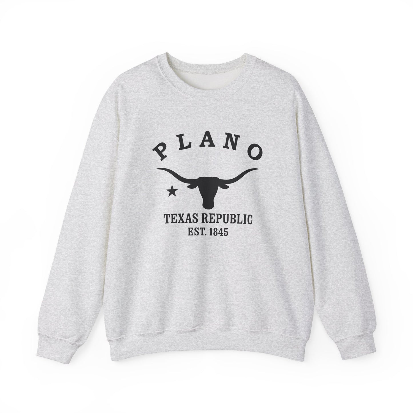 Plano Texas Vintage Retro Unisex Heavy Crewneck Sweatshirt - Black Logo