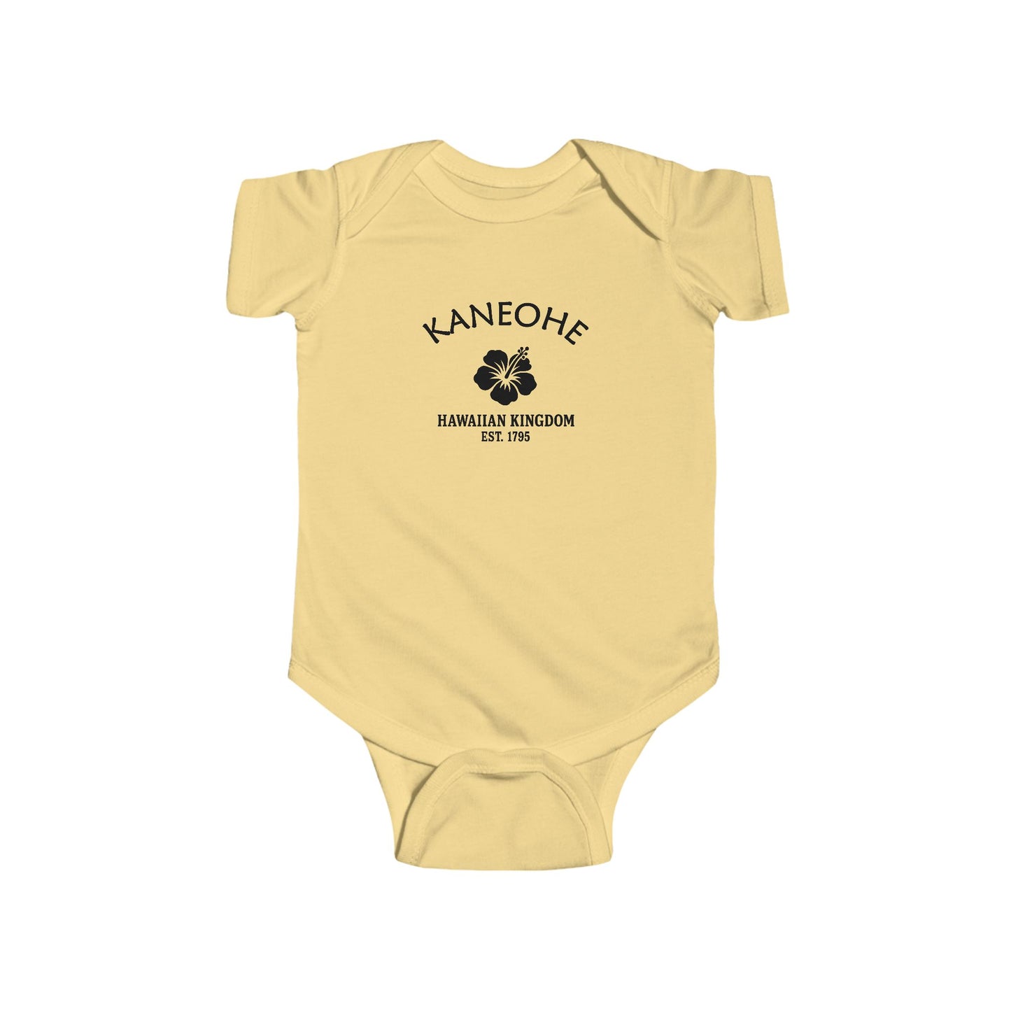 Kaneohe Hawaii Vintage Retro Cotton Jersey Baby Bodysuit - Black Logo