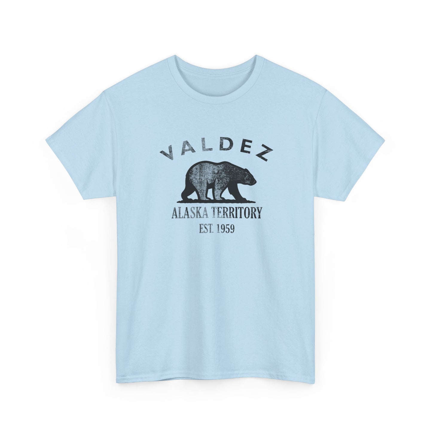 Valdez Alaska Vintage Retro Unisex Heavy Cotton Tee - Black Logo