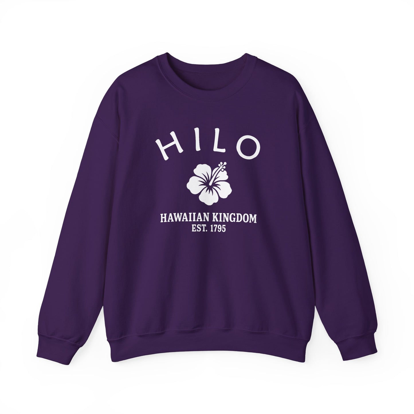 Hilo Hawaii Vintage Retro Unisex Heavy Crewneck Sweatshirt - White Logo