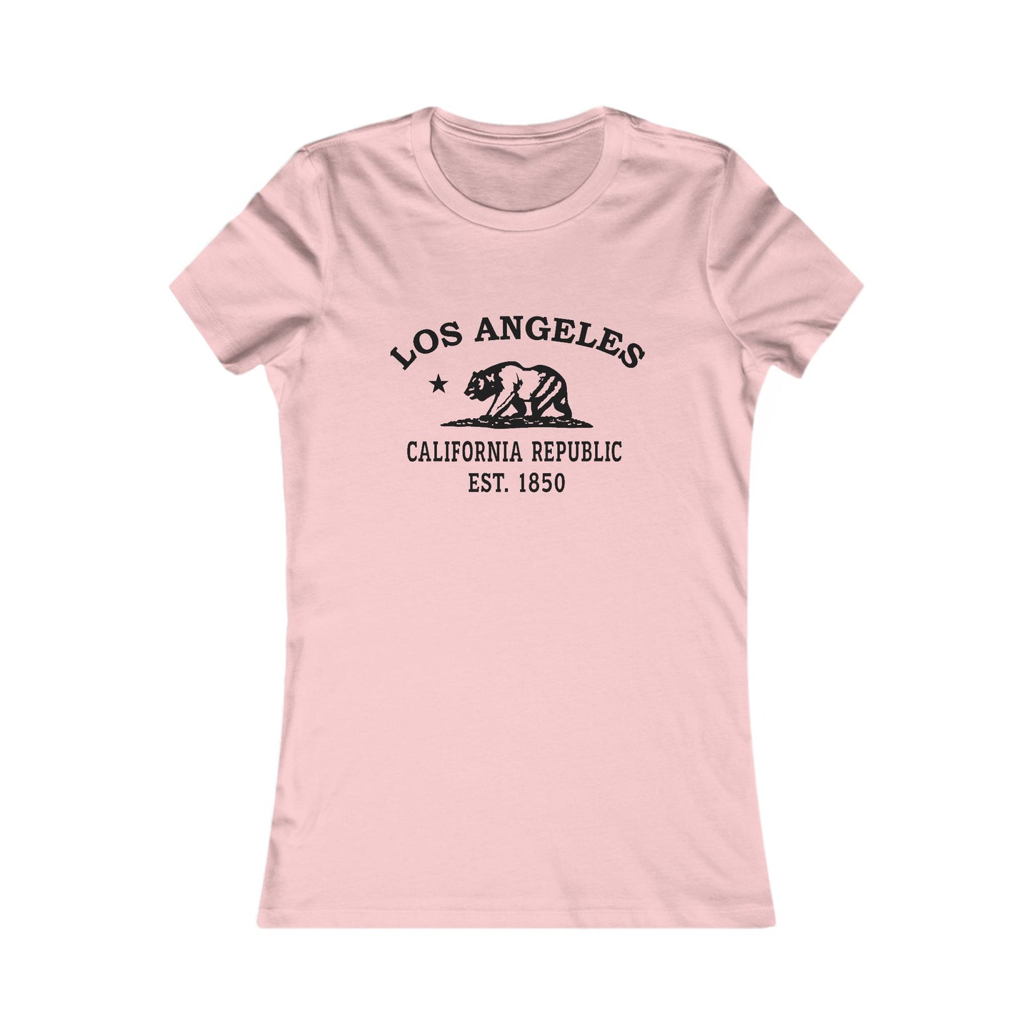 Los Angeles California Ringspun Cotten Fitted Vintage Retro Womens Tee - Black Logo