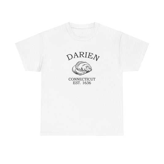 Darien Connecticut Vintage Retro Unisex Heavy Cotton Tee - Black Logo