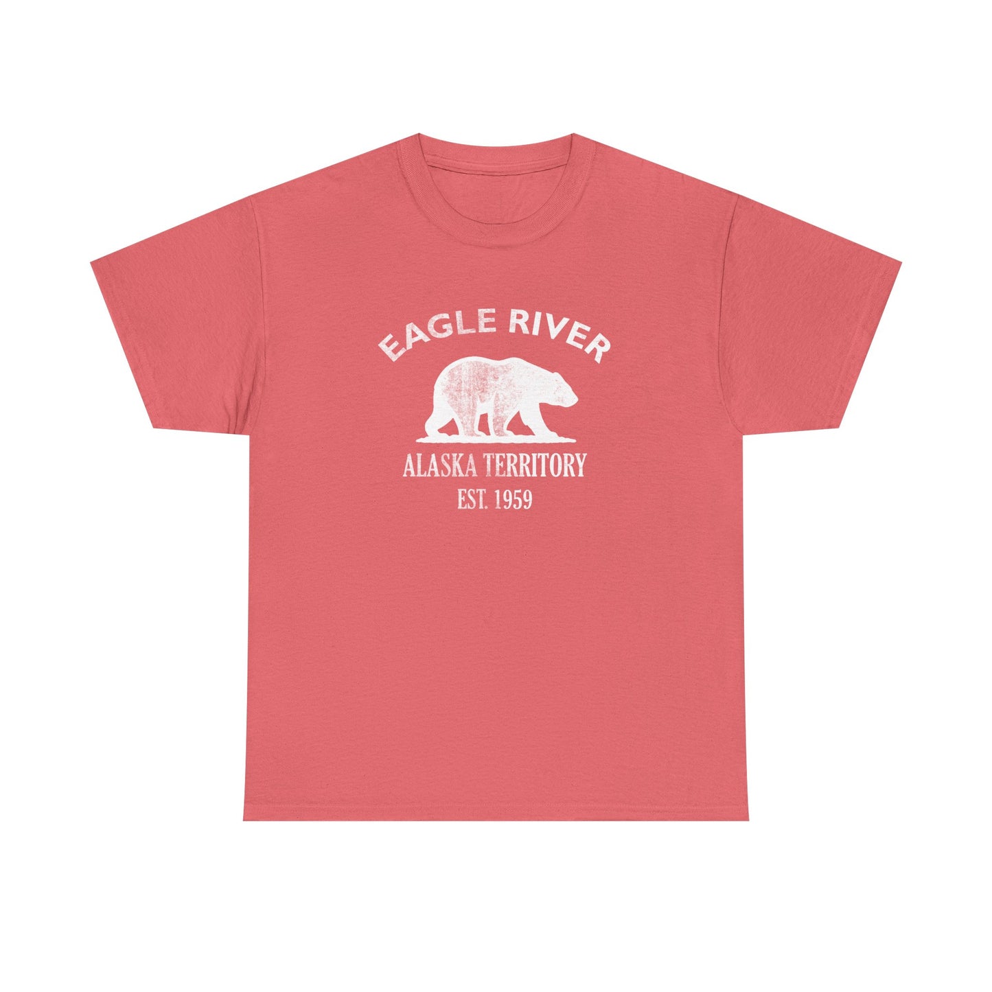 Eagle River Alaska Vintage Retro Unisex Heavy Cotton Tee - White Logo
