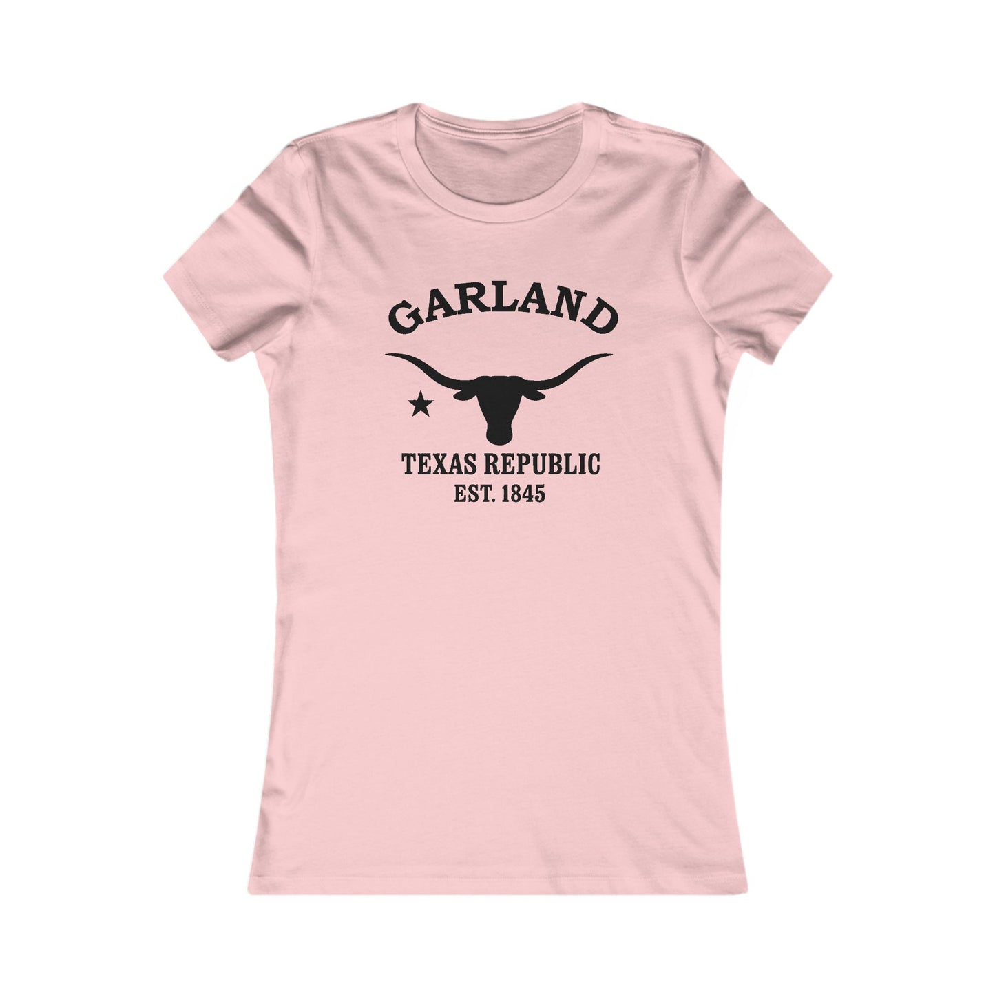 Garland Texas Ringspun Cotten Fitted Vintage Retro Womens Tee - Black Logo