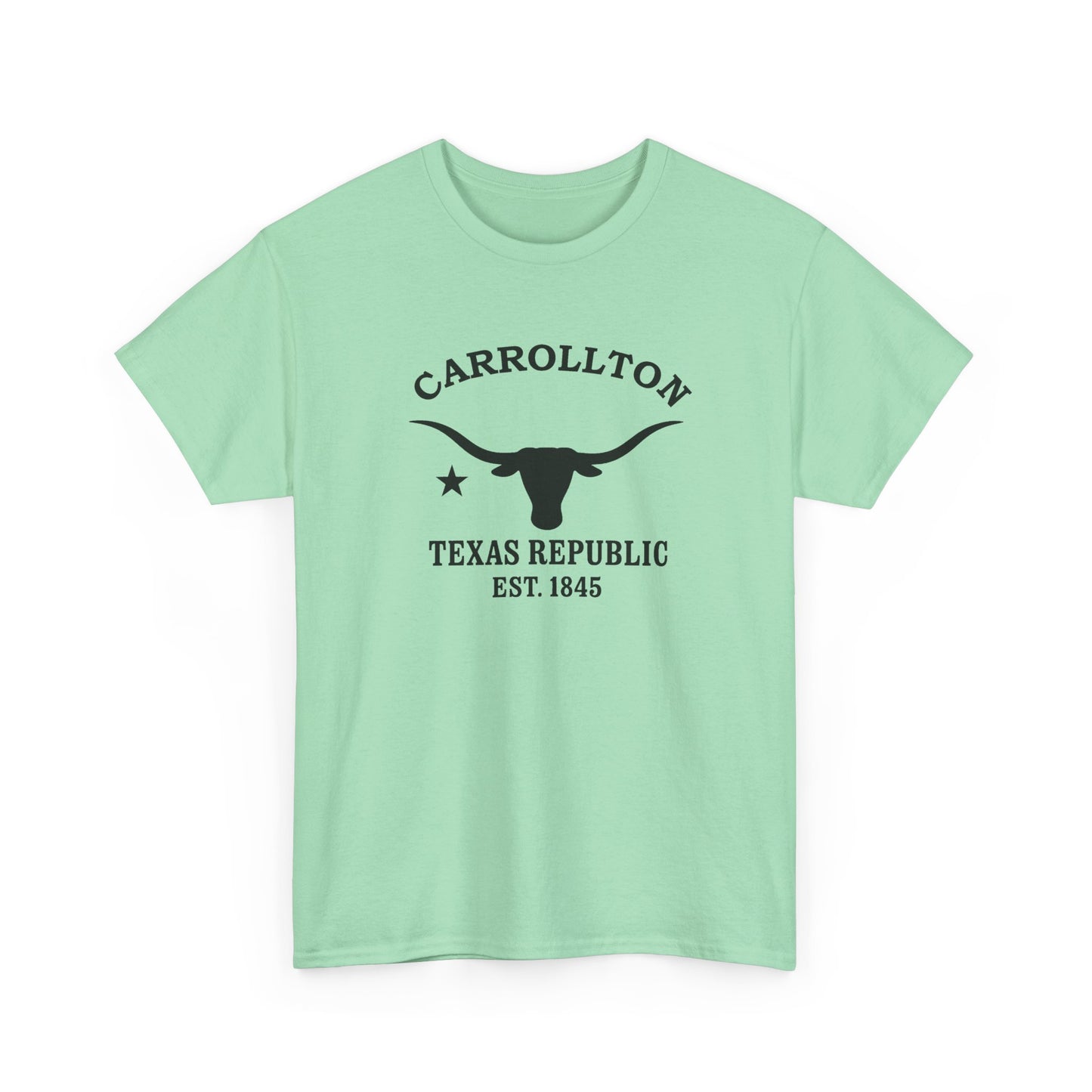 Carrollton Texas Vintage Retro Unisex Heavy Cotton Tee - Black Logo
