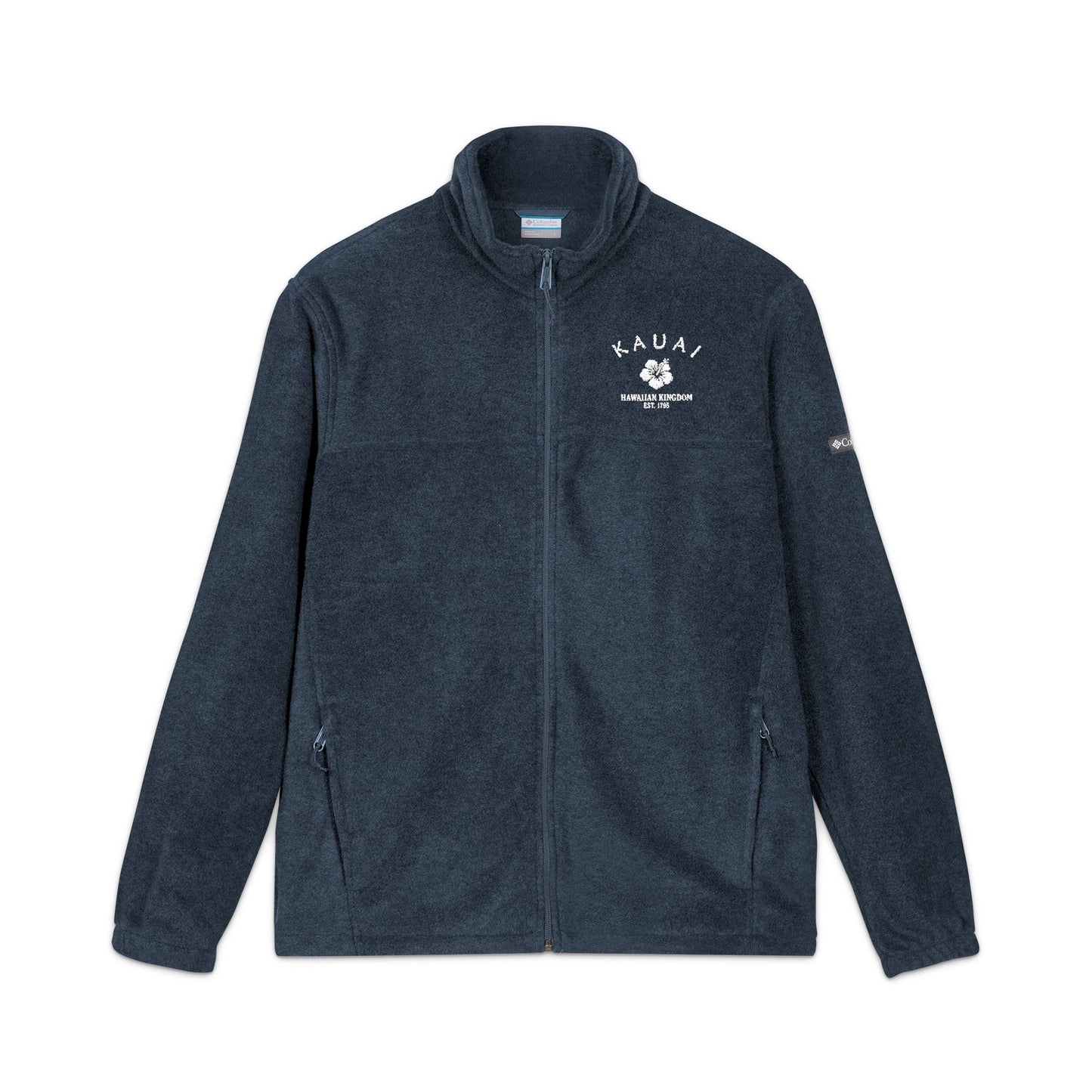 Kauai Hawaii Vintage Retro Unisex Embroidered Fleece Jacket - White Logo