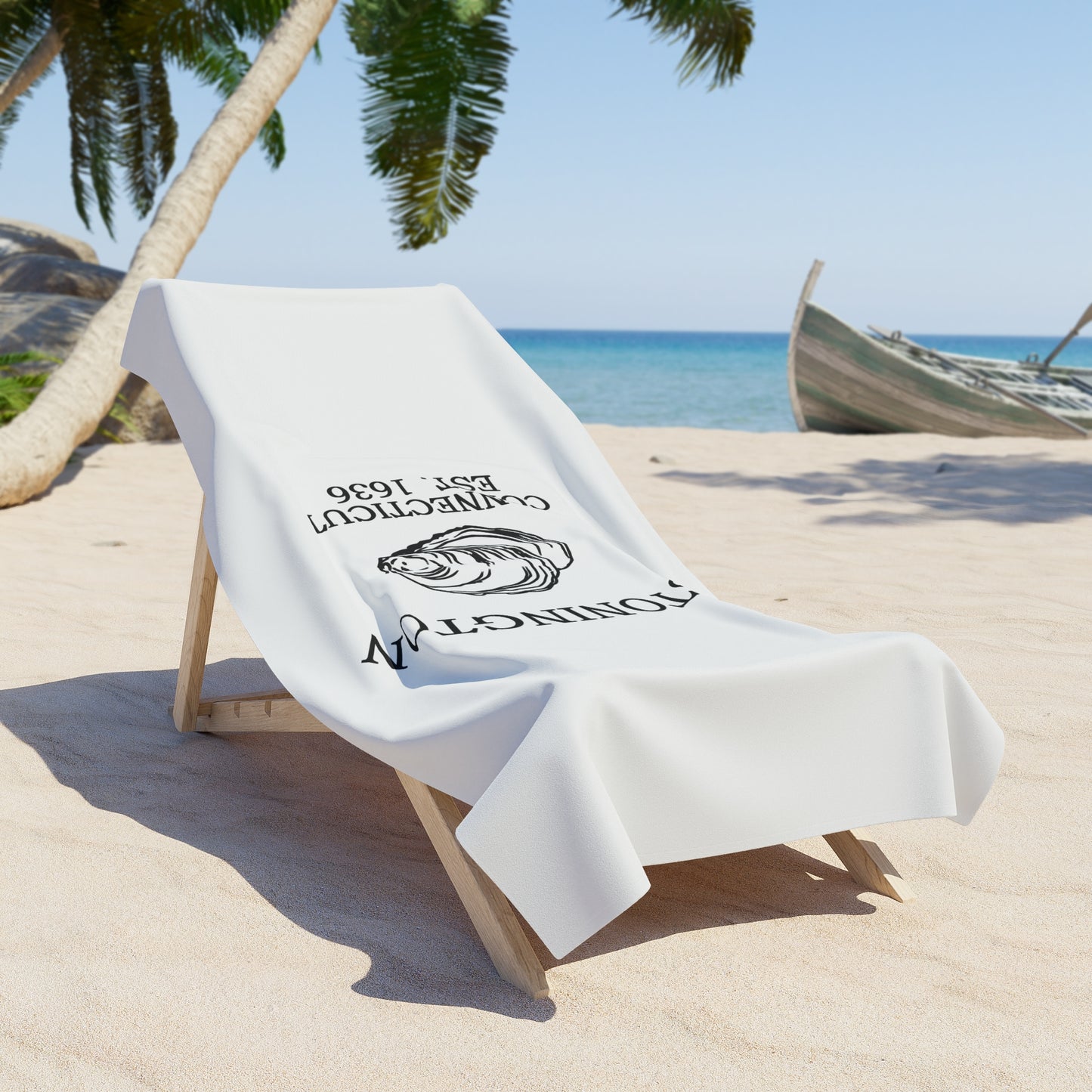 Stonington Connecticut Vintage Retro Beach Towel - Black Logo