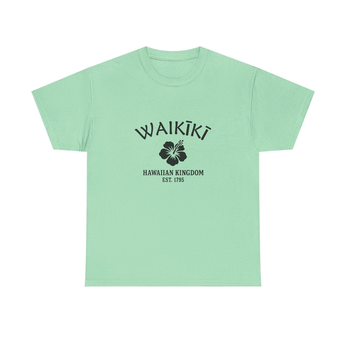 Waikiki Hawaii Vintage Retro Unisex Heavy Cotton Tee - Black Logo