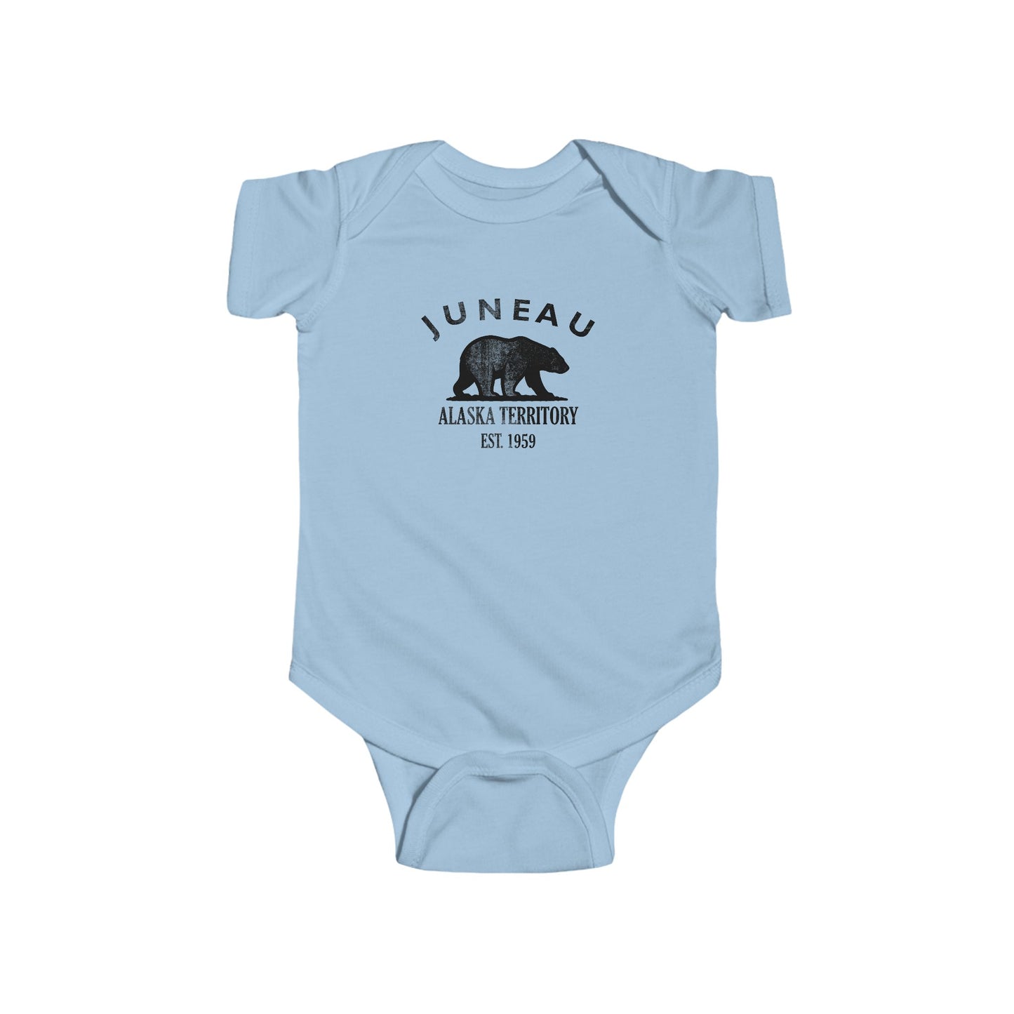 Juneau Alaska Vintage Retro Cotton Jersey Baby Bodysuit - Black Logo