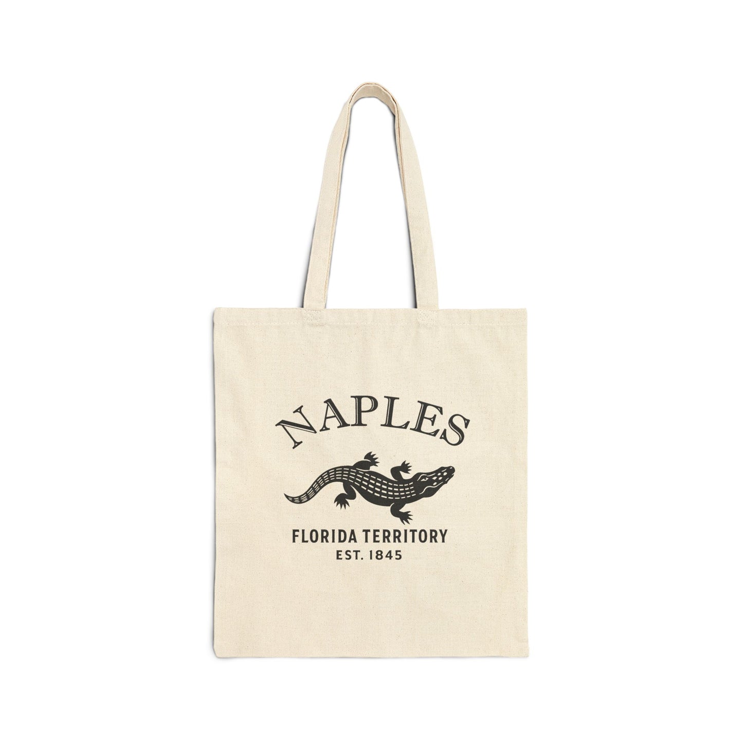 Naples Florida Vintage Retro Cotton Canvas Tote Bag - Black Logo