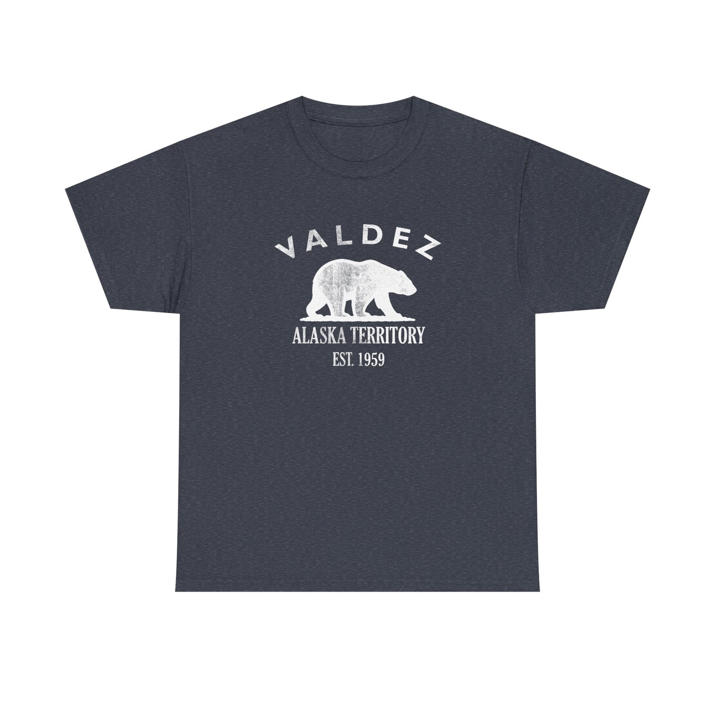 Valdez Alaska Vintage Retro Unisex Heavy Cotton Tee - White Logo
