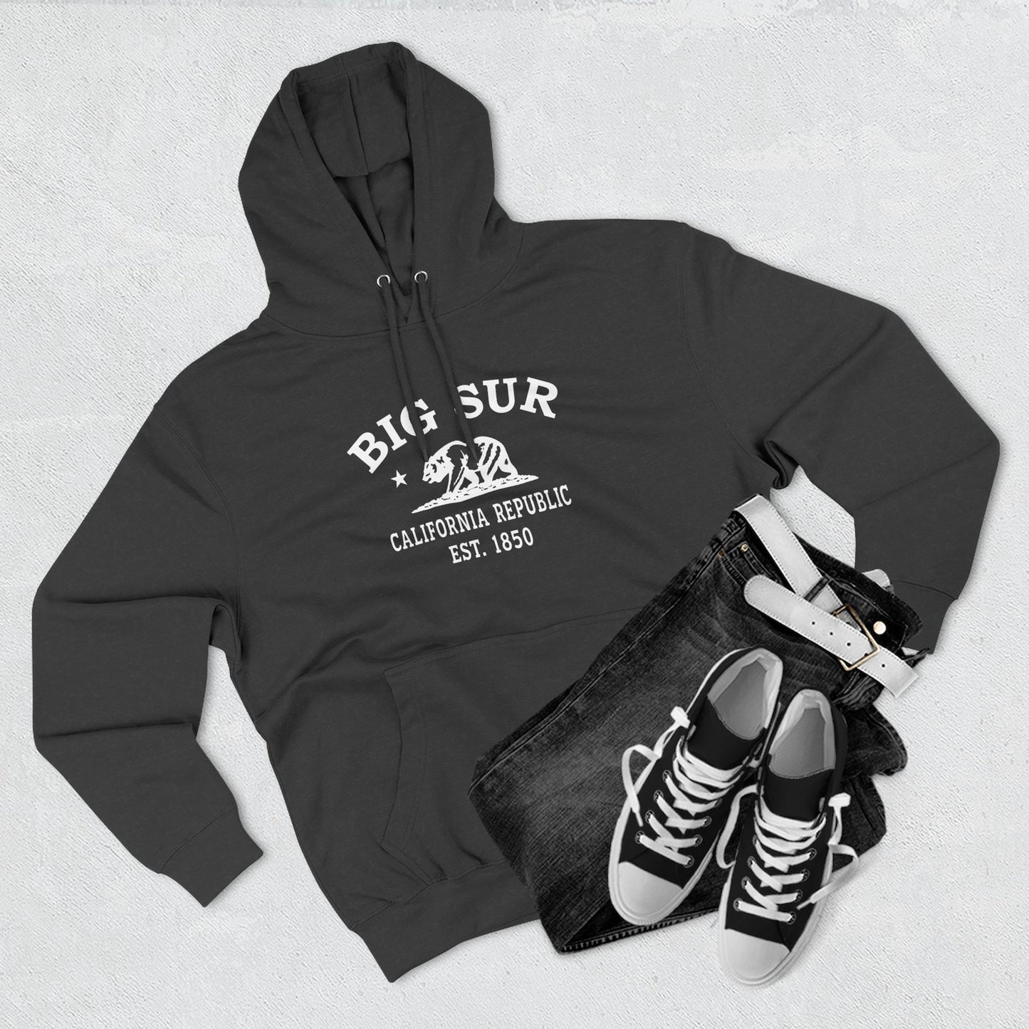 Big Sur California Vintage Retro Unisex Heavy Cotton Hoodie - White Logo