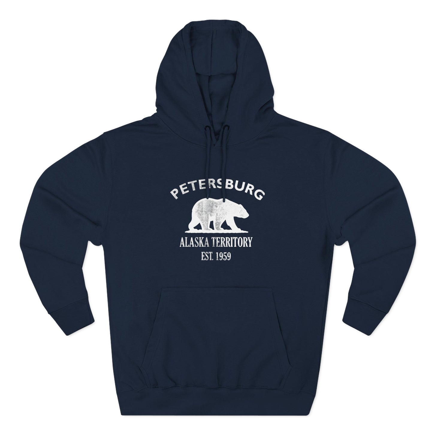 Petersburg Alaska Vintage Retro Unisex Heavy Cotton Hoodie - White Logo