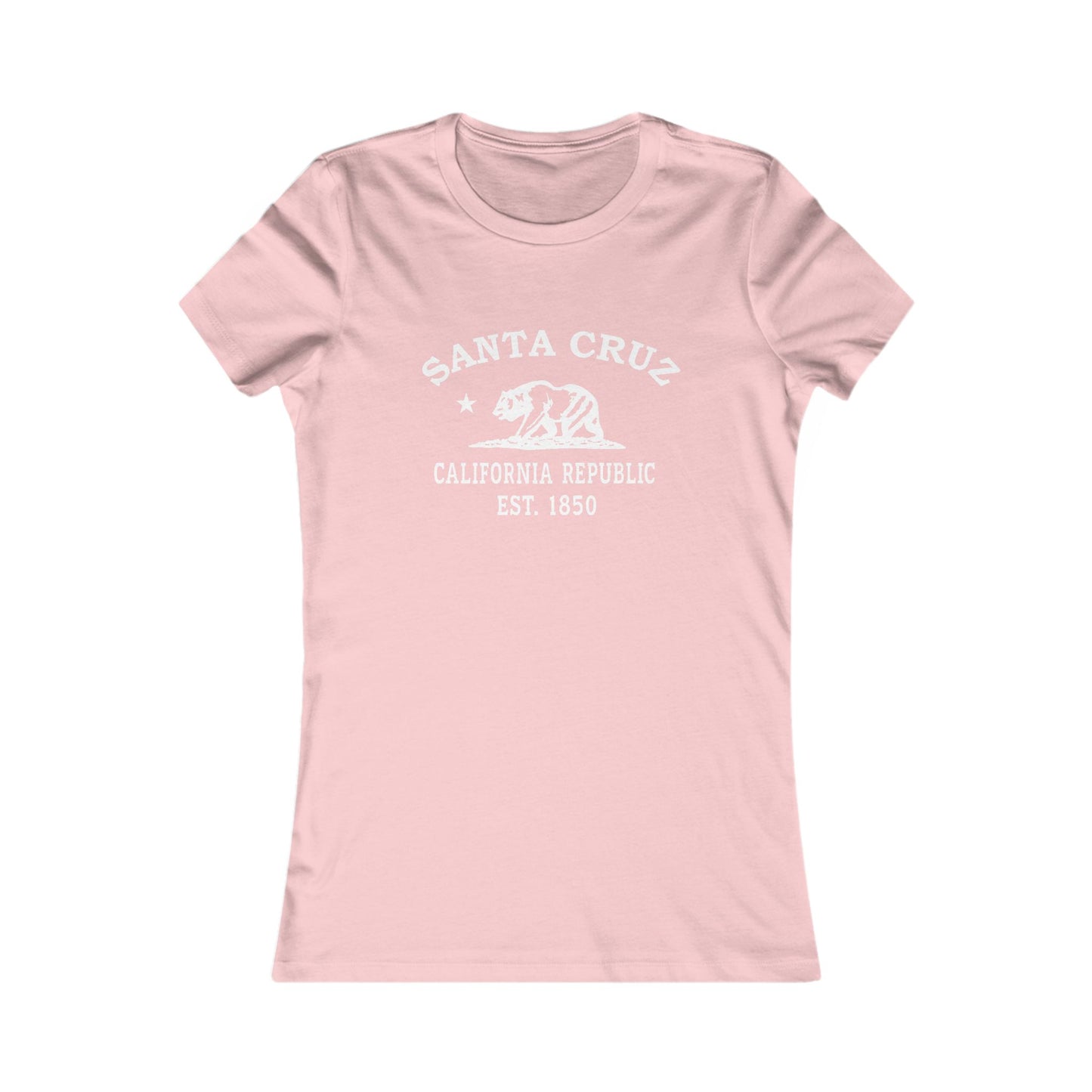 Santa Cruz California Vintage Retro Womens Fitted Ringspun Cotton Tee - White Logo