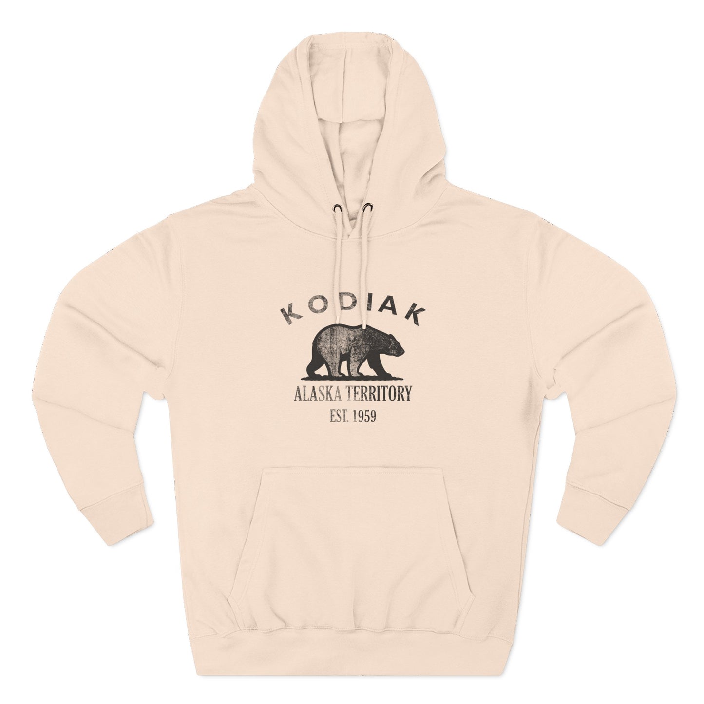 Kodiak Alaska Vintage Retro Unisex Heavy Cotton Hoodie - Black Logo