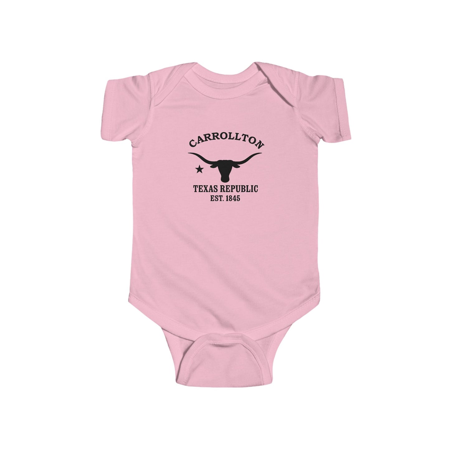 Carrollton Texas Vintage Retro Cotton Jersey Baby Bodysuit - Black Logo