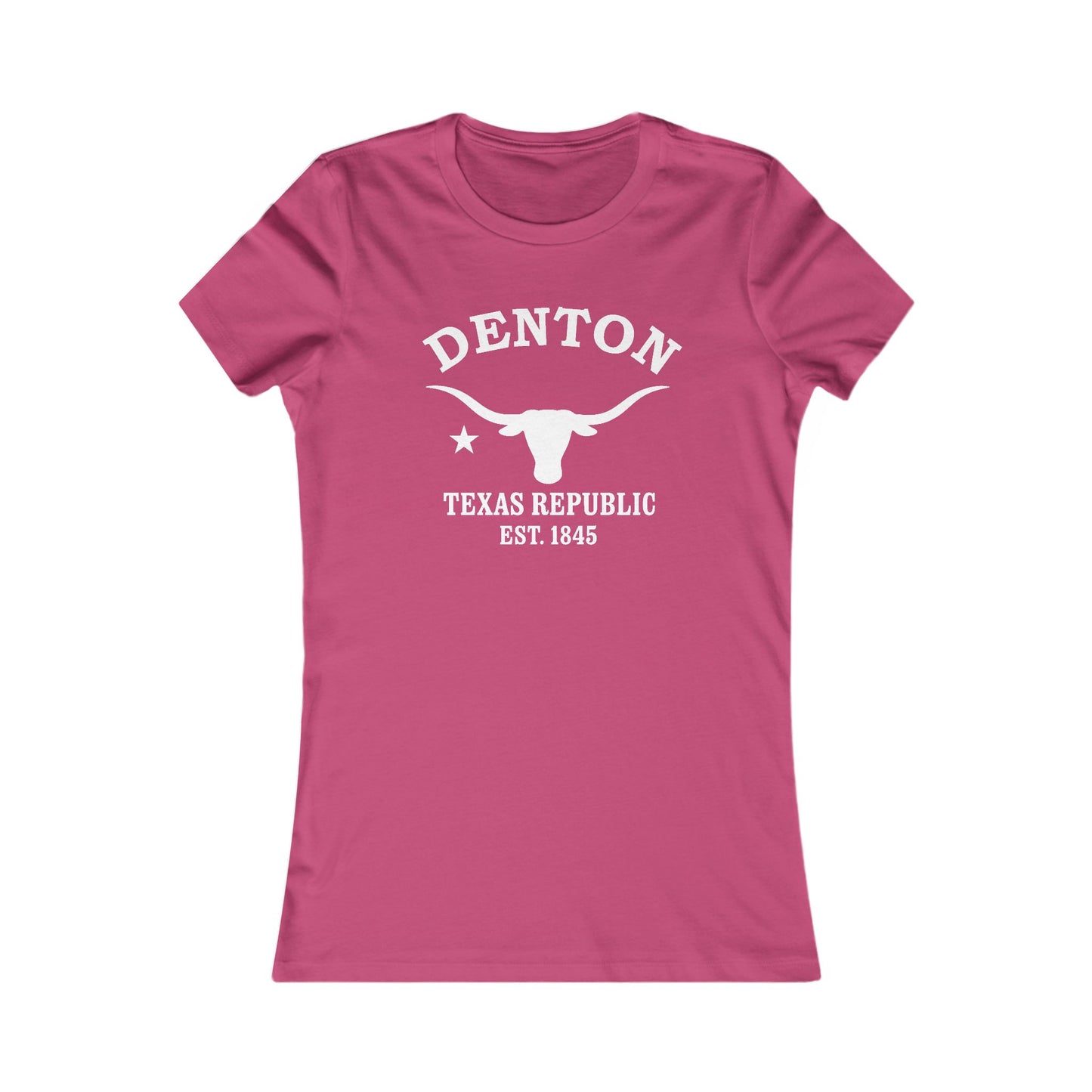Denton Texas Vintage Retro Womens Fitted Ringspun Cotton Tee - White Logo