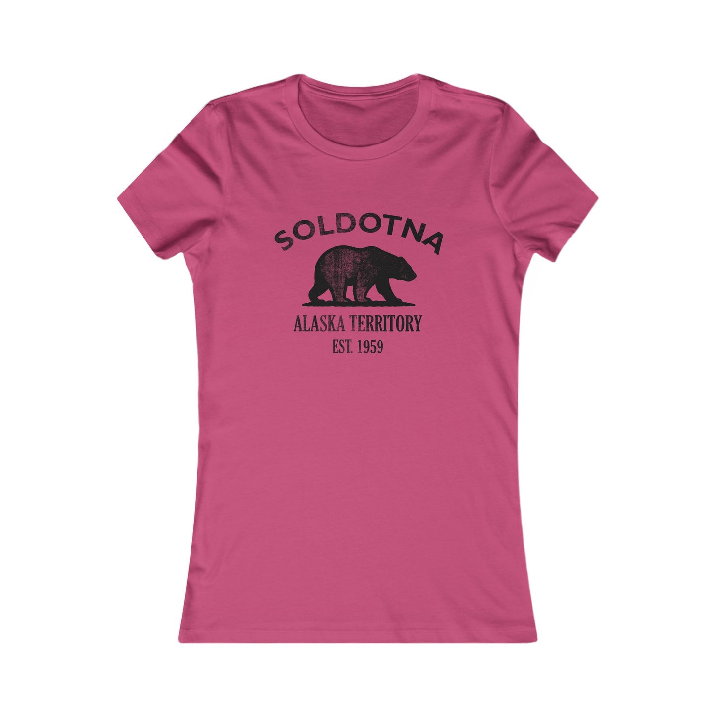 Soldotna Alaska Ringspun Cotten Fitted Vintage Retro Womens Tee - Black Logo