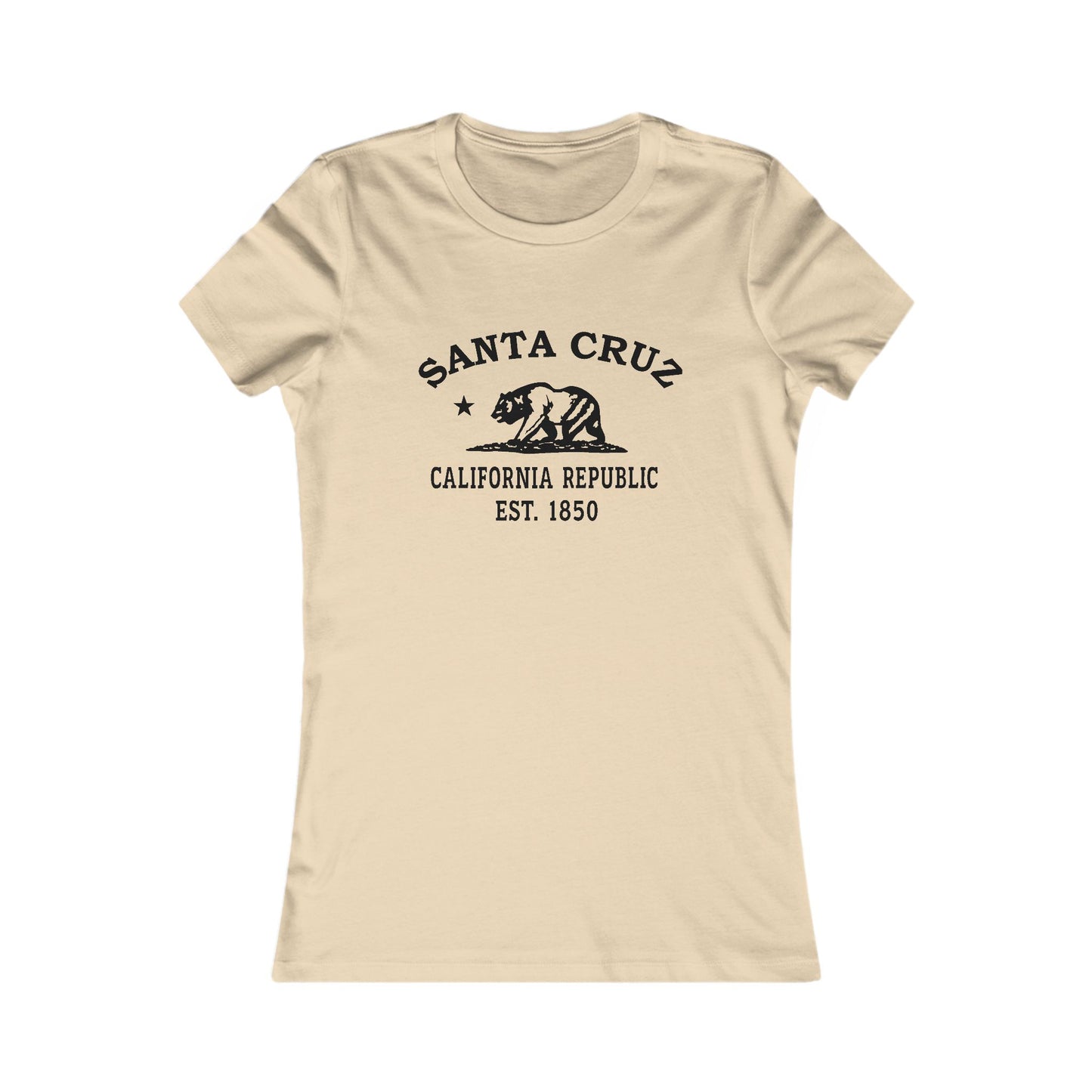 Santa Cruz California Ringspun Cotten Fitted Vintage Retro Womens Tee - Black Logo