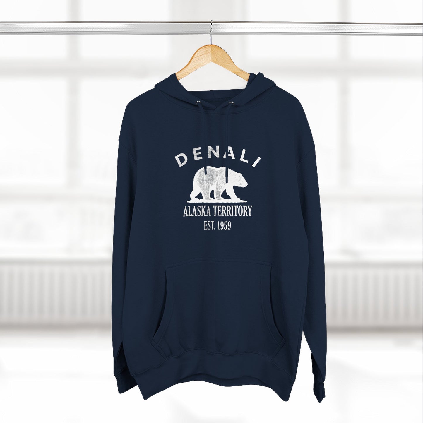 Denali Alaska Vintage Retro Unisex Heavy Cotton Hoodie - White Logo