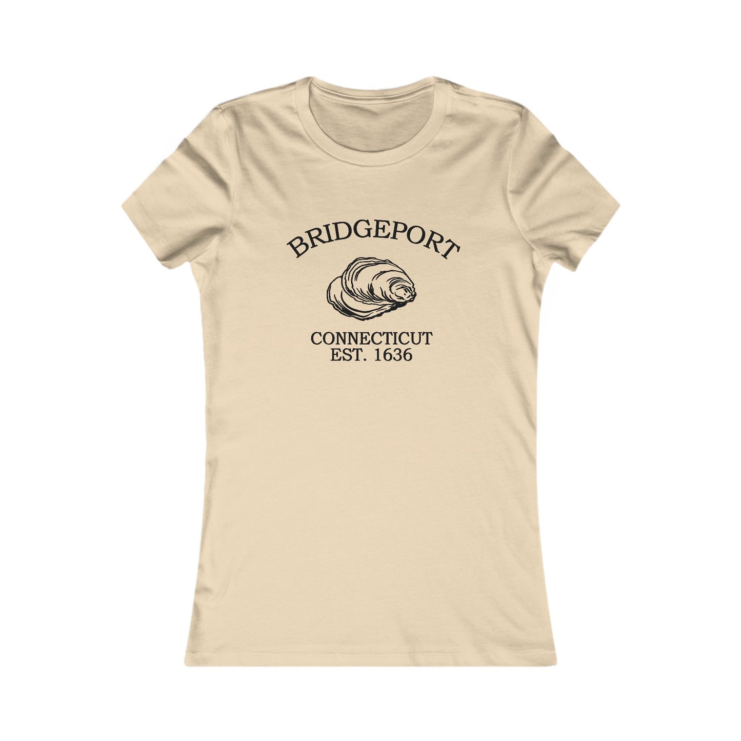 Bridgeport Connecticut Vintage Retro Womens Fitted Ringspun Cotton Tee - Black Logo