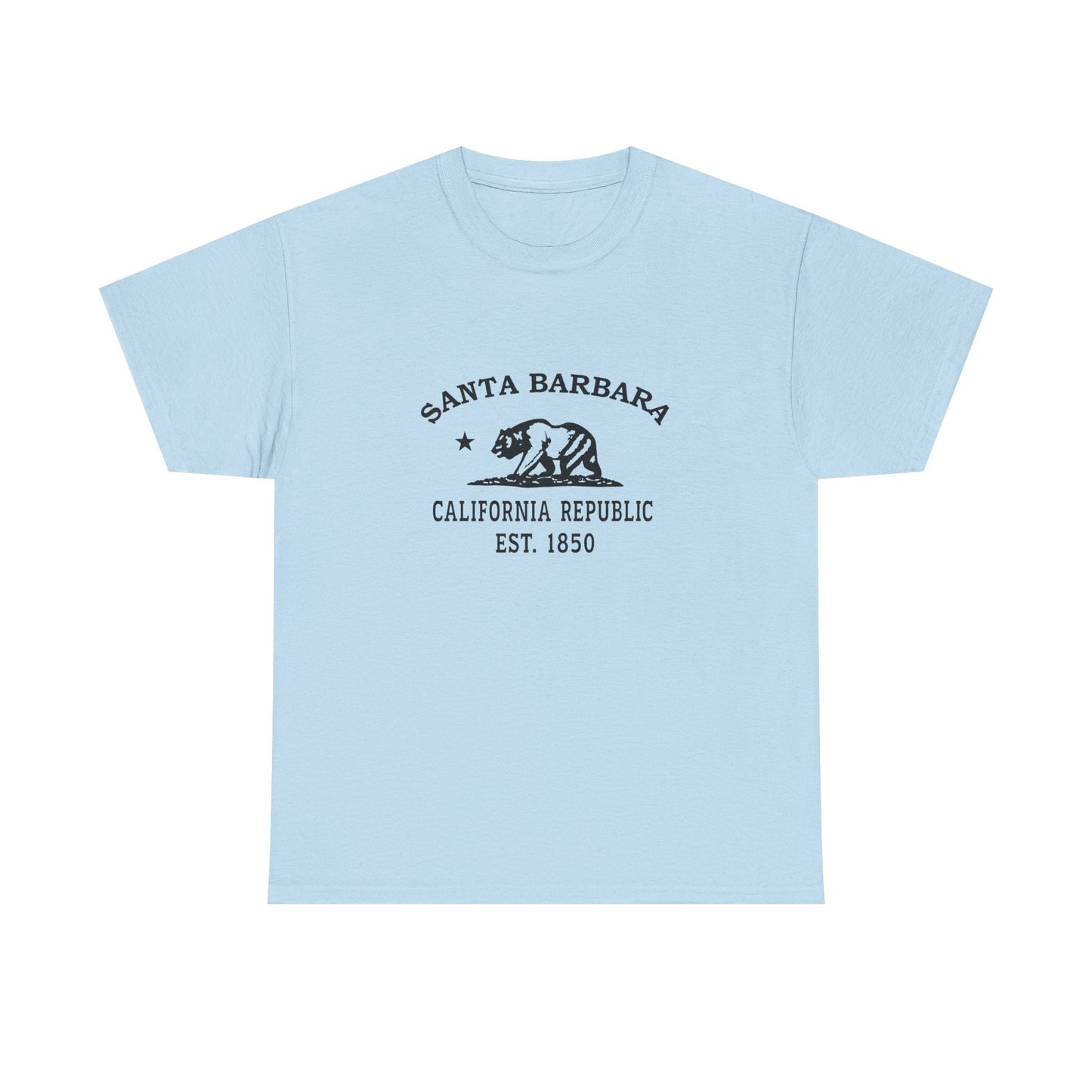 Santa Barbara California Vintage Retro Unisex Heavy Cotton Tee - Black Logo
