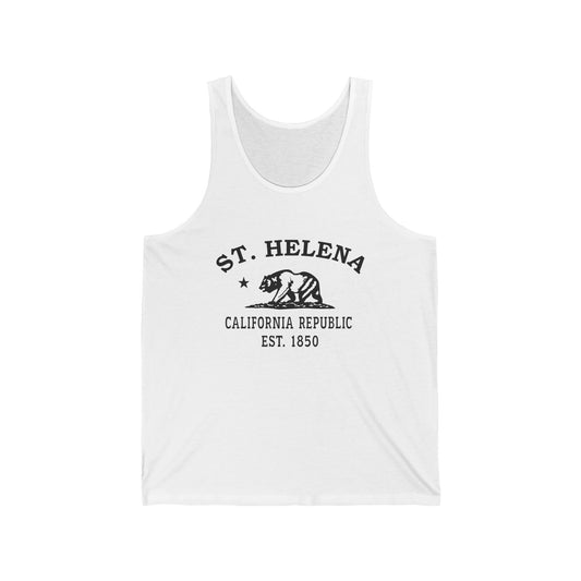 St Helena California Vintage Retro Unisex Cotton Jersey Tank Top - Black Logo