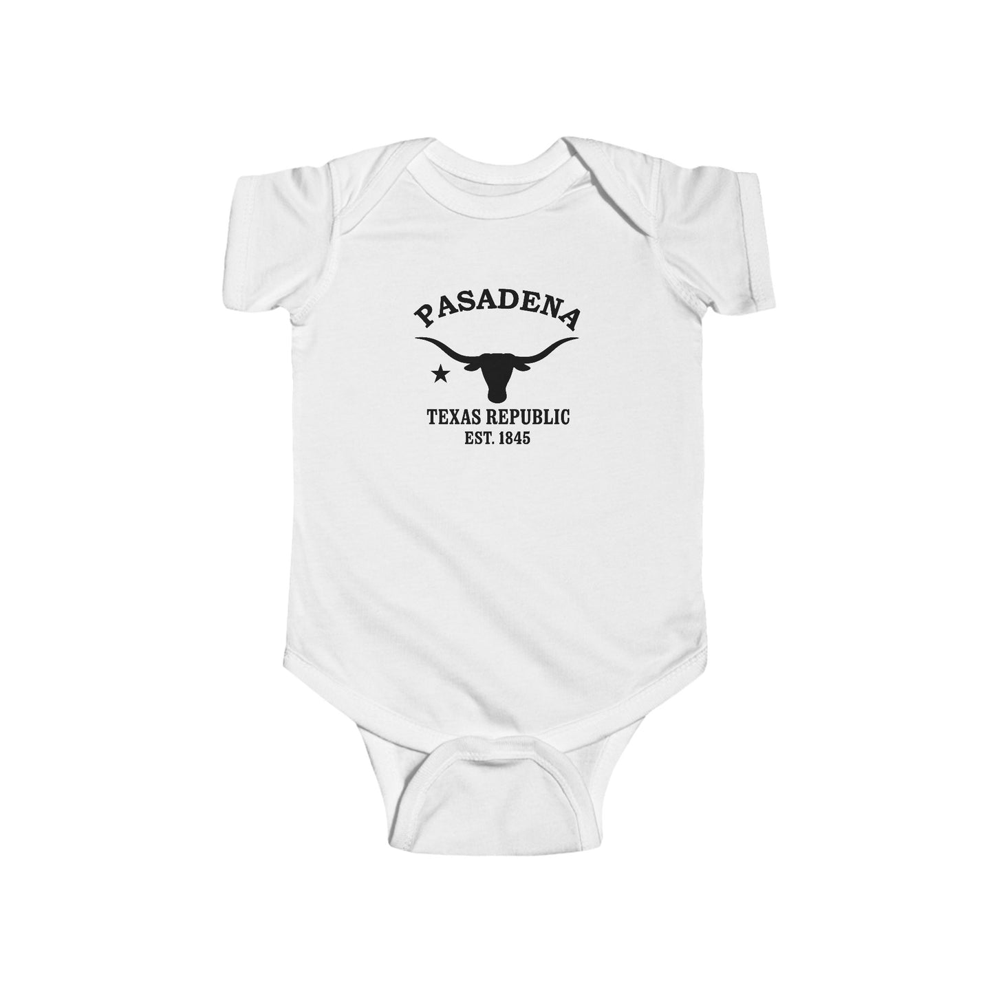 Pasadena Texas Cottton Jersey Baby Bodysuit - Black Logo