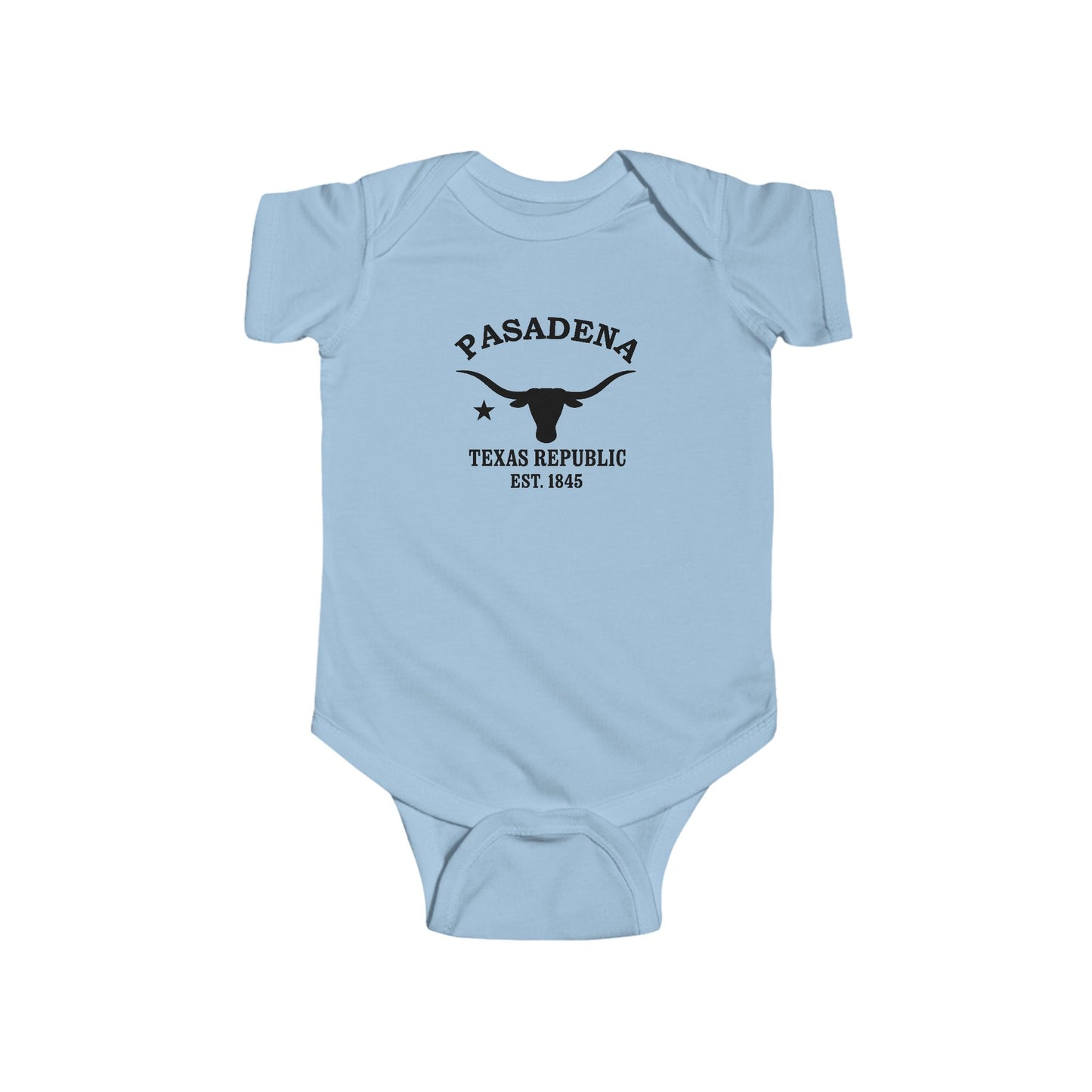 Pasadena Texas Cottton Jersey Baby Bodysuit - Black Logo