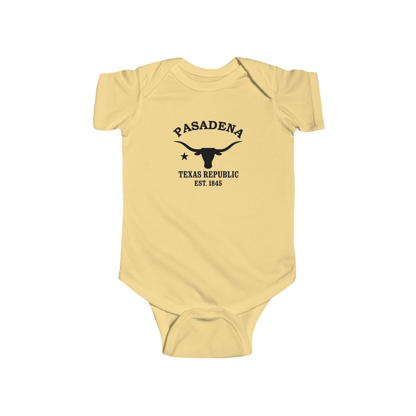 Pasadena Texas Cottton Jersey Baby Bodysuit - Black Logo