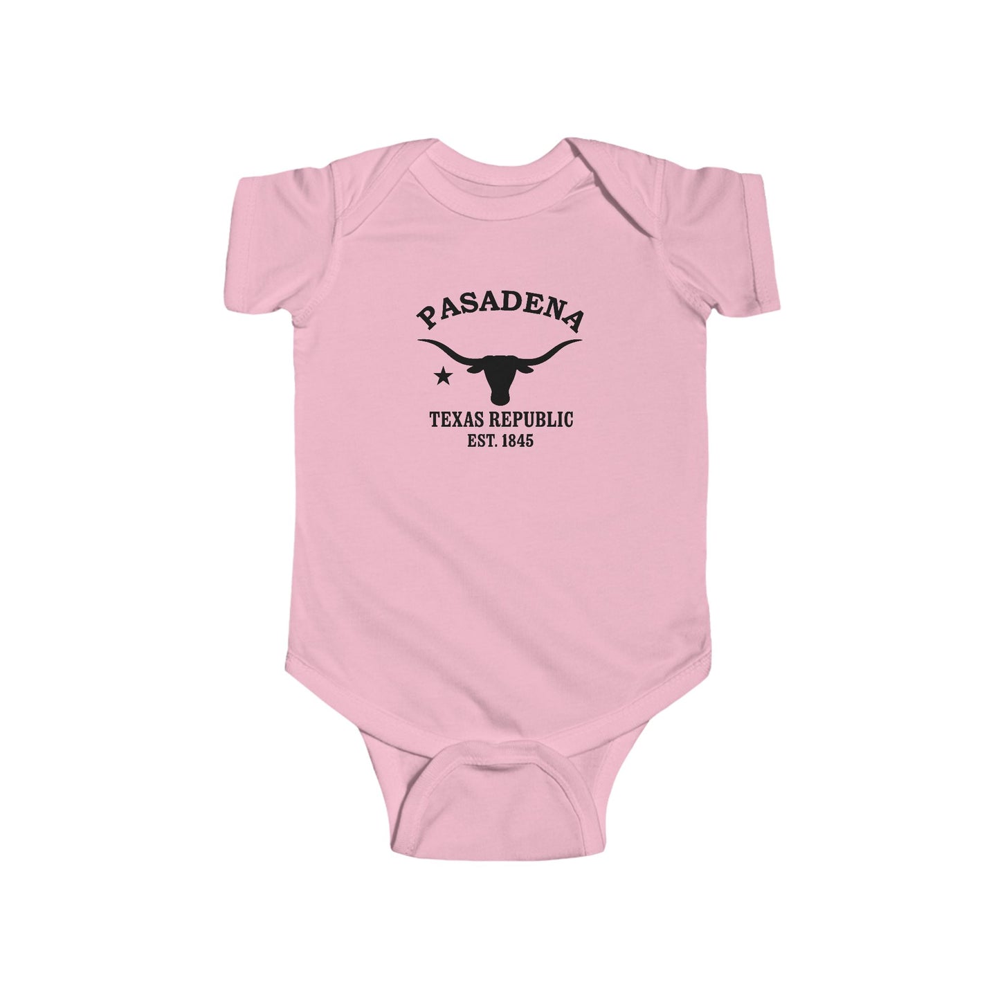 Pasadena Texas Cottton Jersey Baby Bodysuit - Black Logo