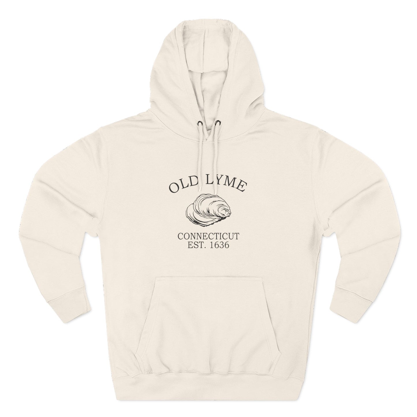 Old Lyme Connecticut Vintage Retro Unisex Heavy Cotton Hoodie - Black Logo
