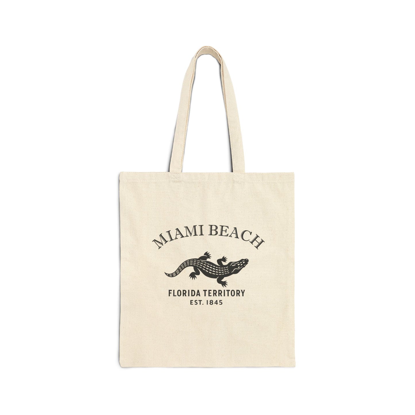 Miami Beach Florida Vintage Retro Cotton Canvas Tote Bag - Black Logo