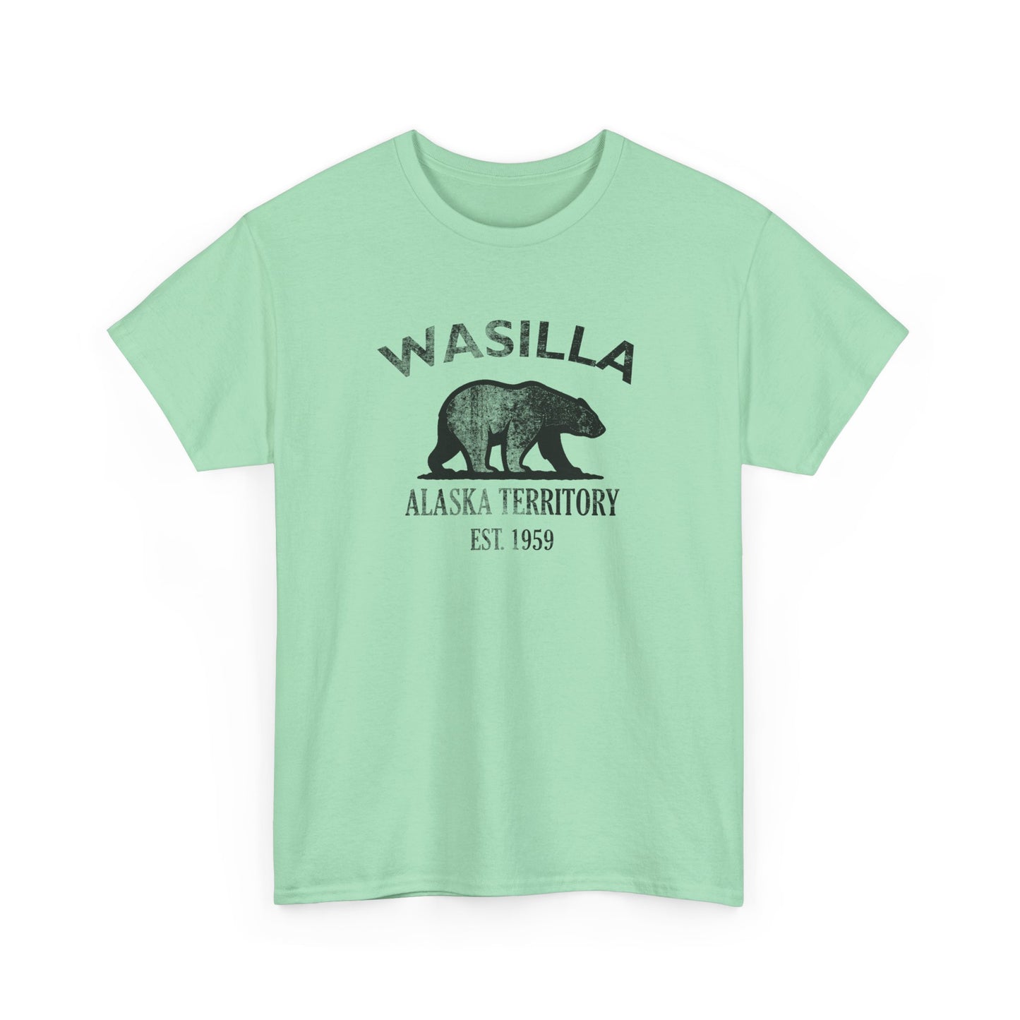 Wasilla Alaska Vintage Retro Unisex Heavy Cotton Tee - Black Logo