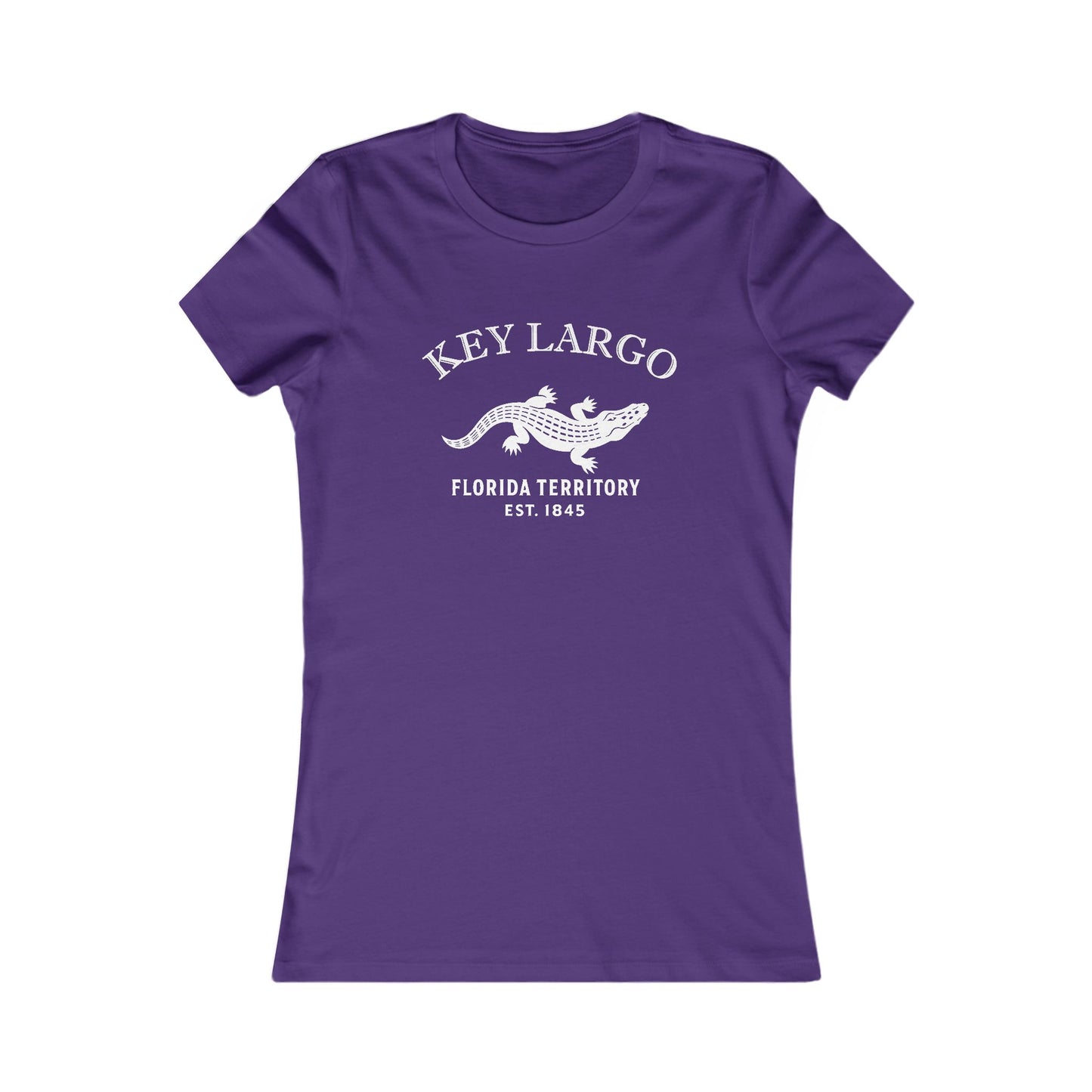 Key Largo Florida Vintage Retro Womens Fitted Ringspun Cotton Tee - White Logo
