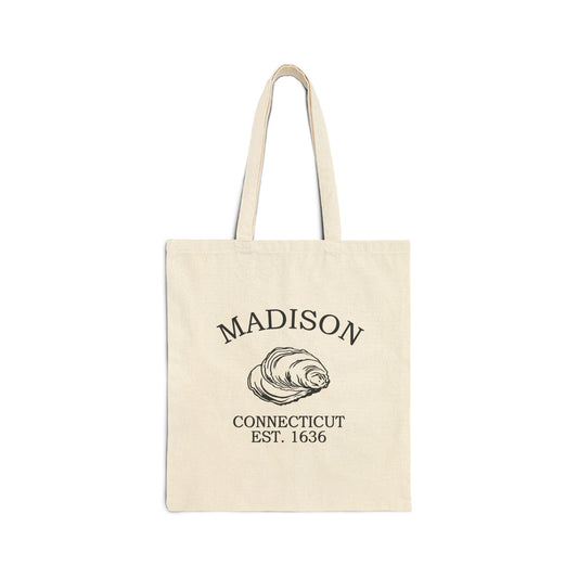 Madison Connecticut Vintage Retro Cotton Canvas Tote Bag - Black Logo