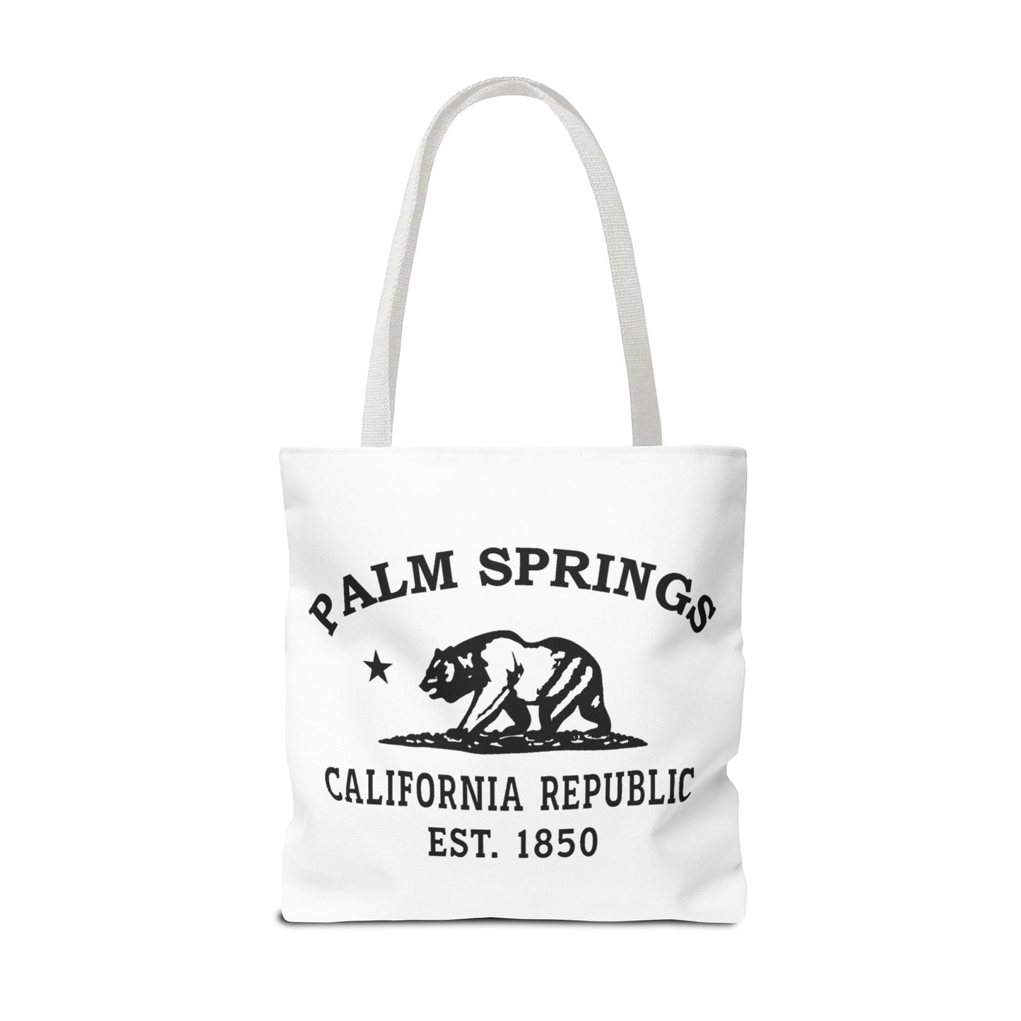 Palm Springs California Vintage Retro Light Canvas Tote - Black Logo