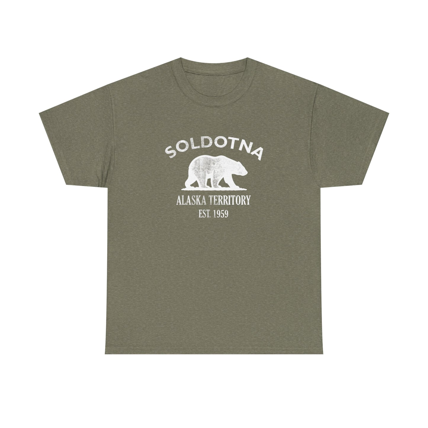 Soldotna Alaska Vintage Retro Unisex Heavy Cotton Tee - White Logo