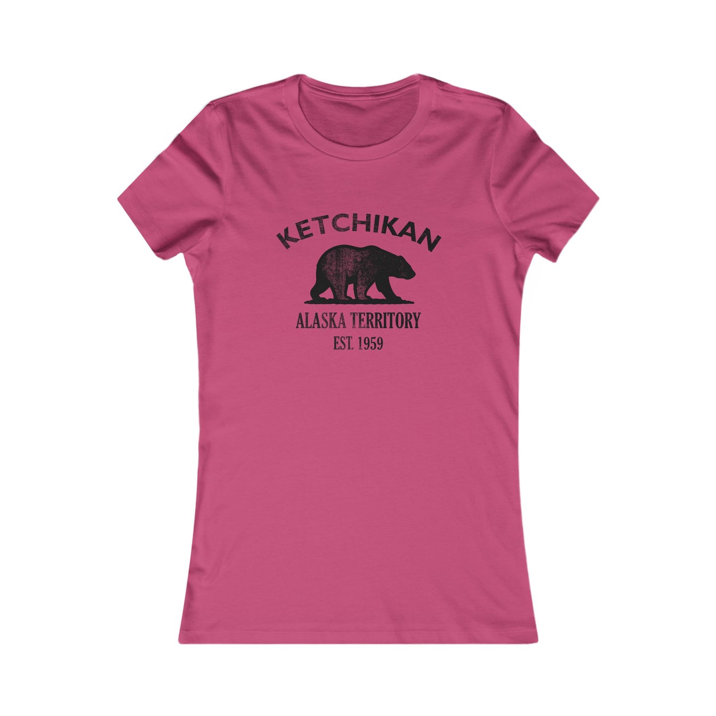 Ketchikan Alaska Vintage Retro Womens Fitted Ringspun Cotton Tee - Black Logo